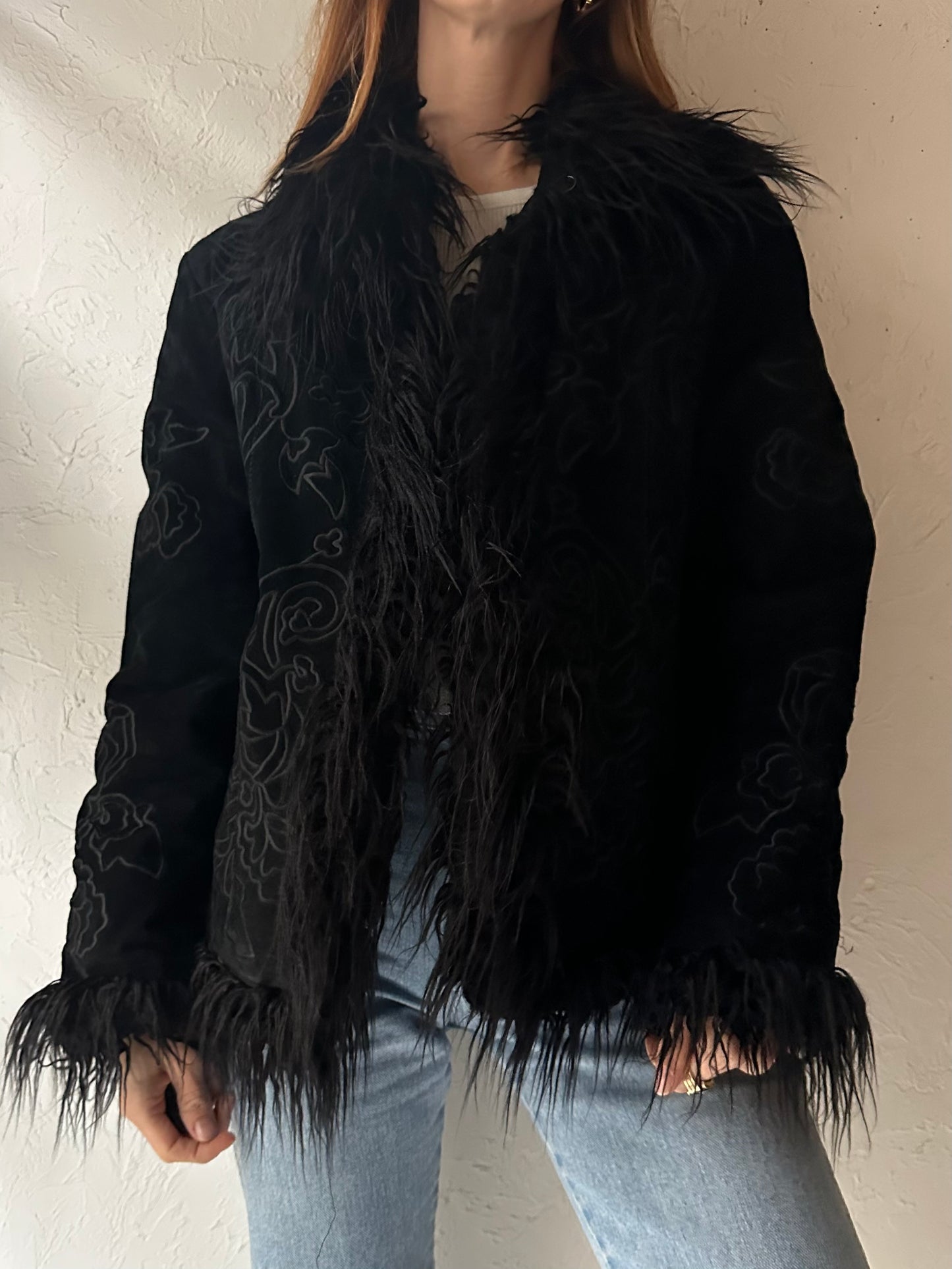 Y2k 'Bernardo' Black Suede Jacket / Large