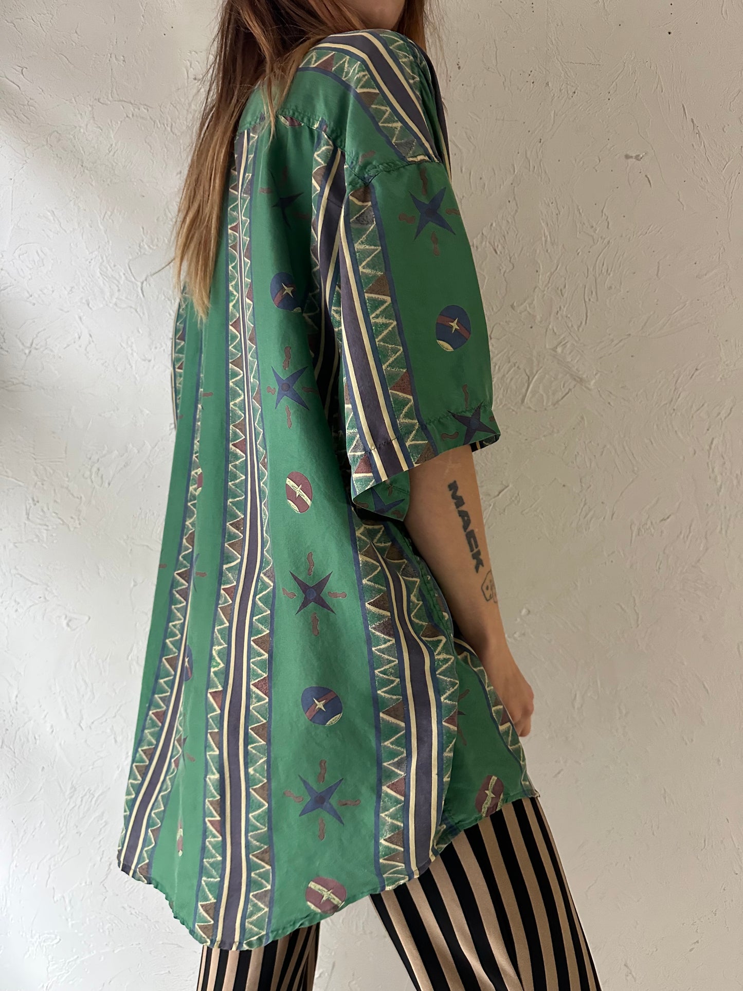 90s ‘Canary Island’ Silk Shirt / XL