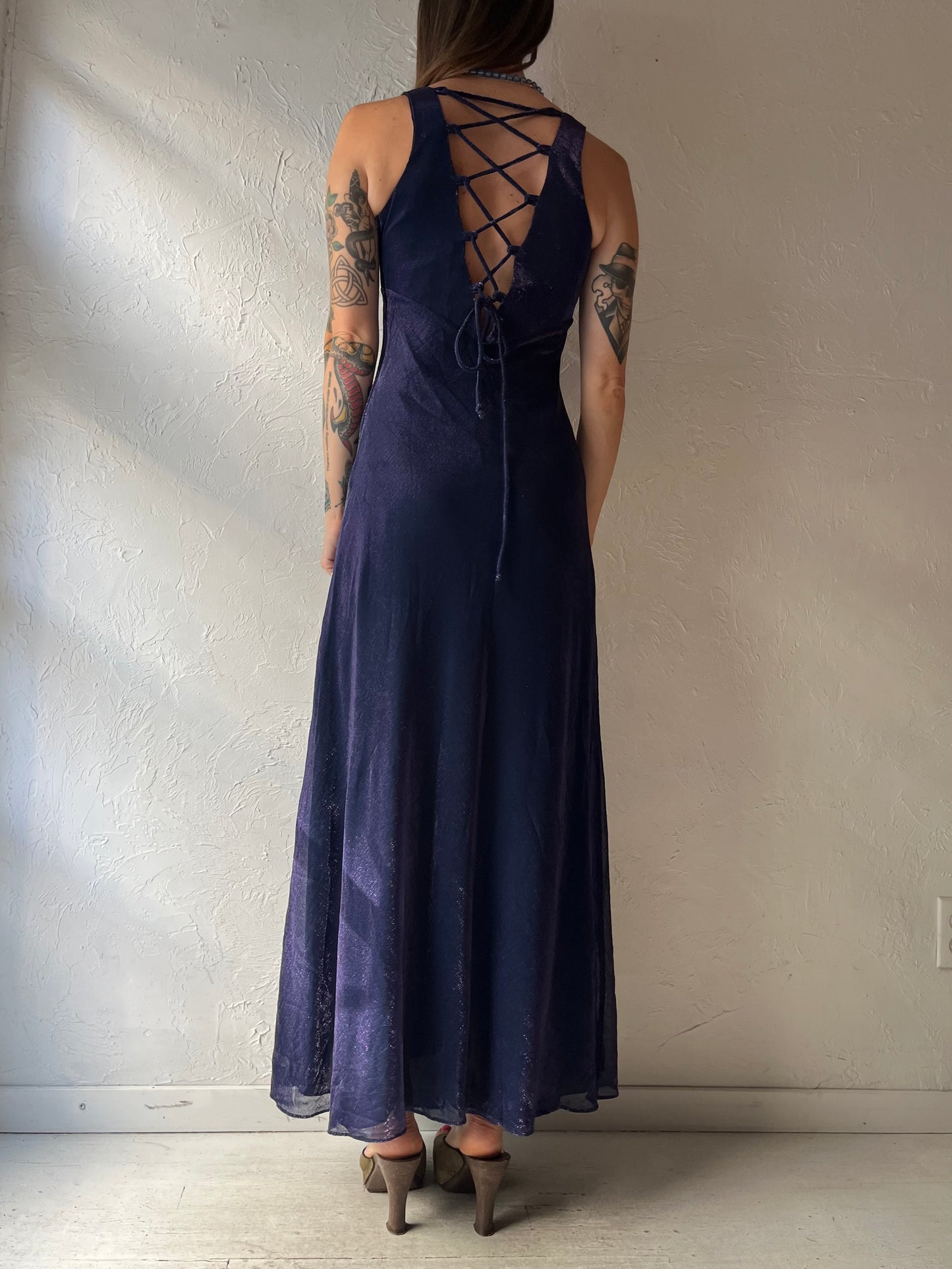 90s 'Jump' Sparkly Purple Formal Dress / Small