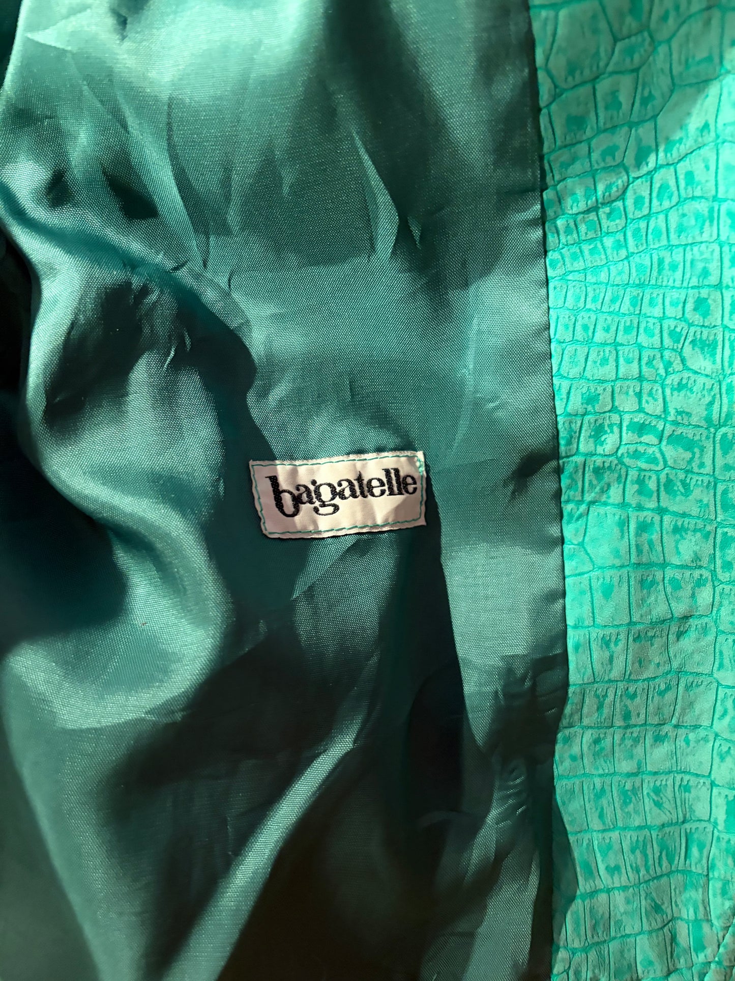 80s 'Bagatelle' Green Leather Jacket / Medium