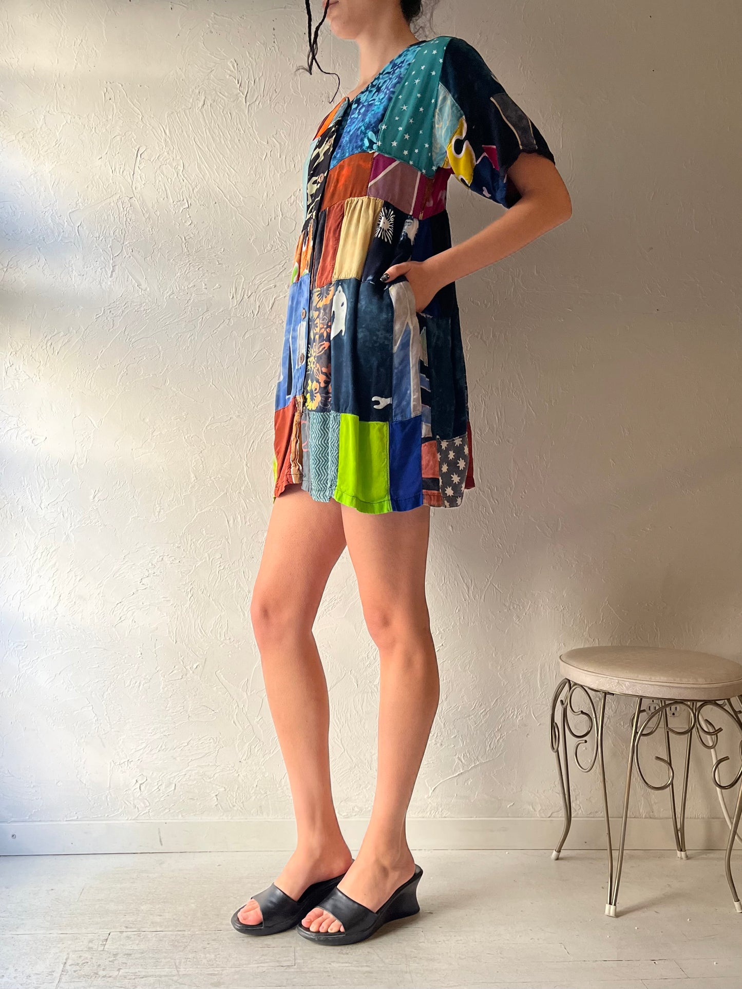 Y2k 'Passion' Patch Work Mini Dress / Small