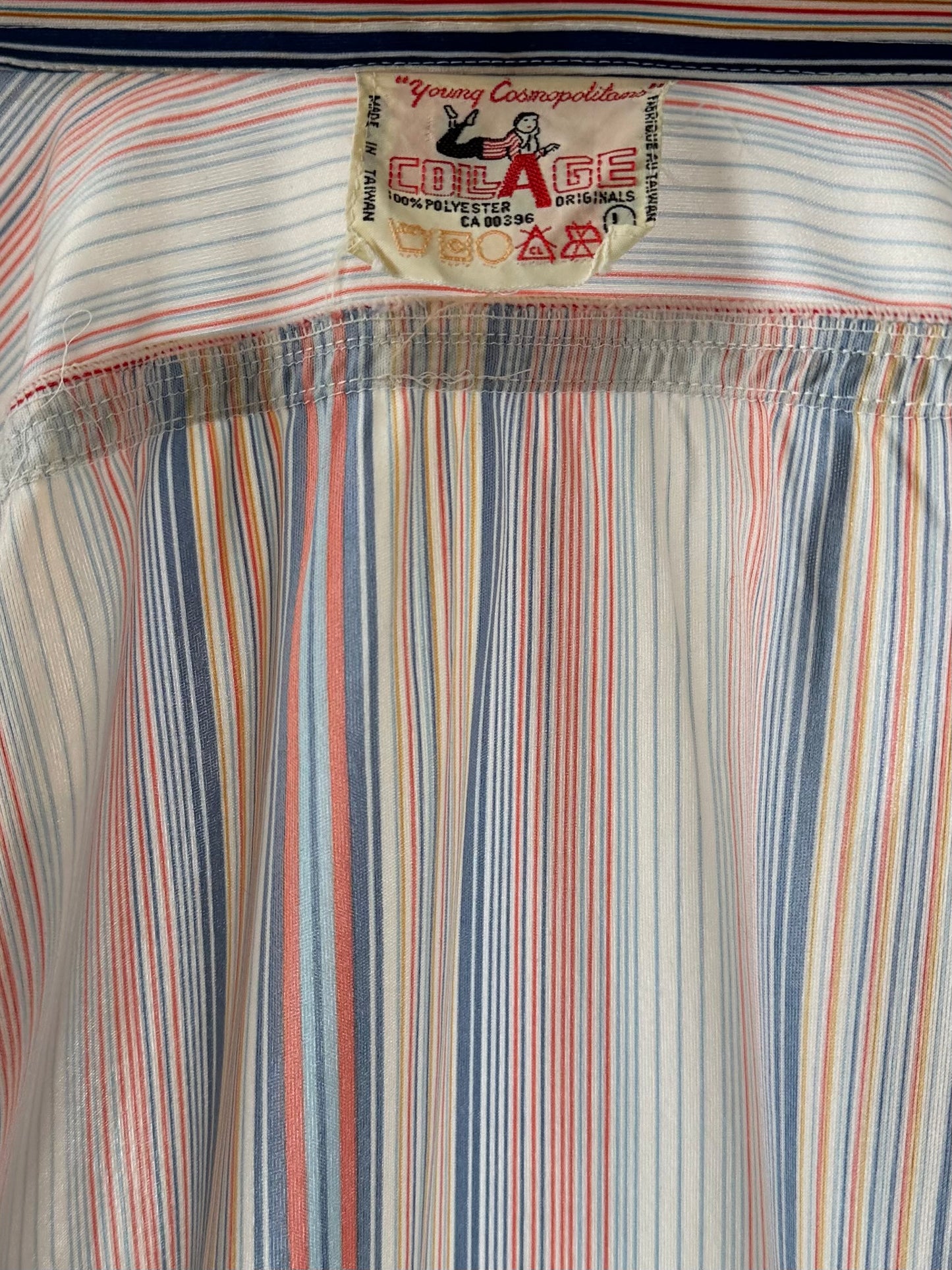 70s 'Collage' Striped Blouse / Small