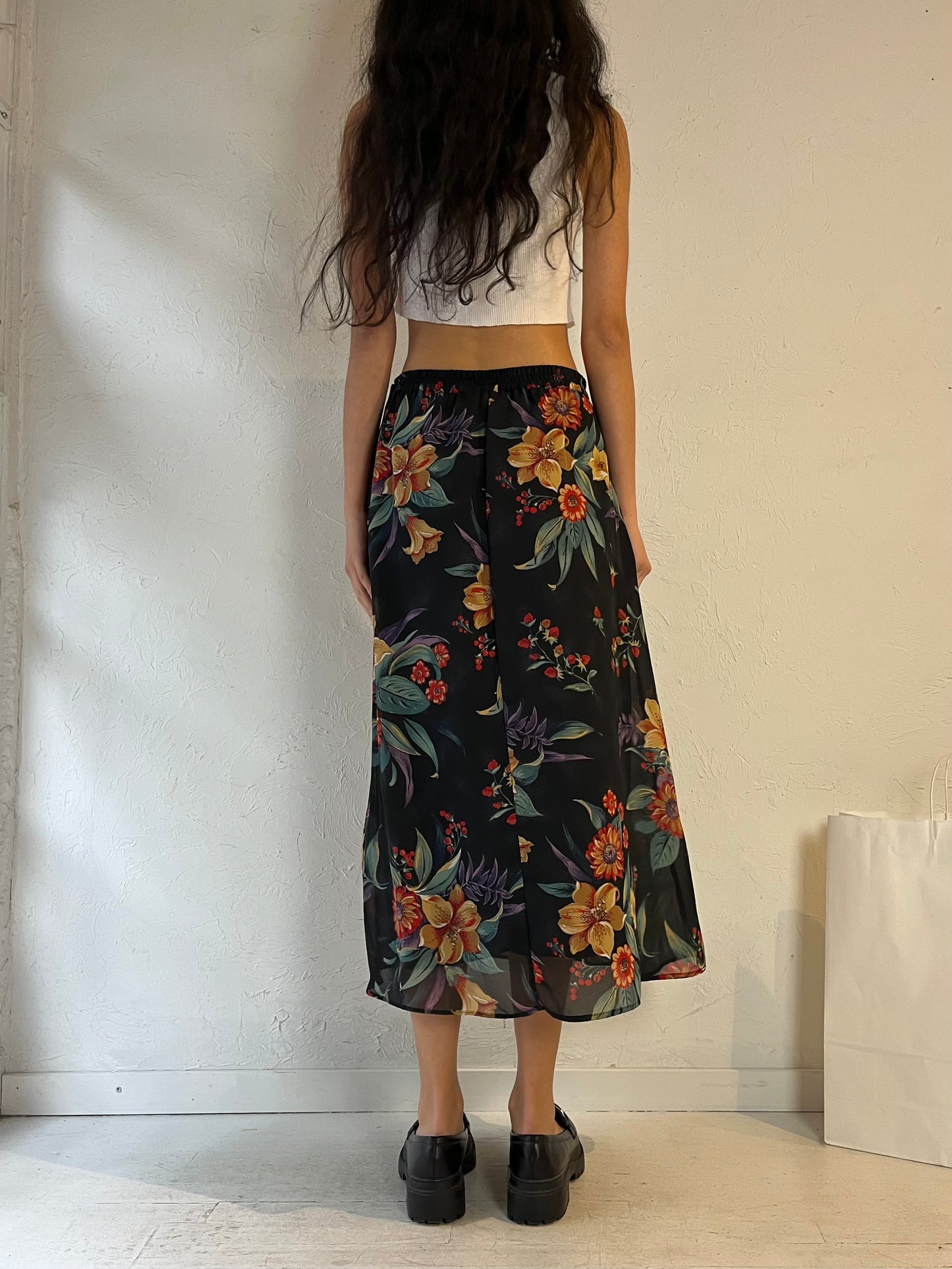 90s ‘Sag Harbor’ Floral Midi Skirt / Small