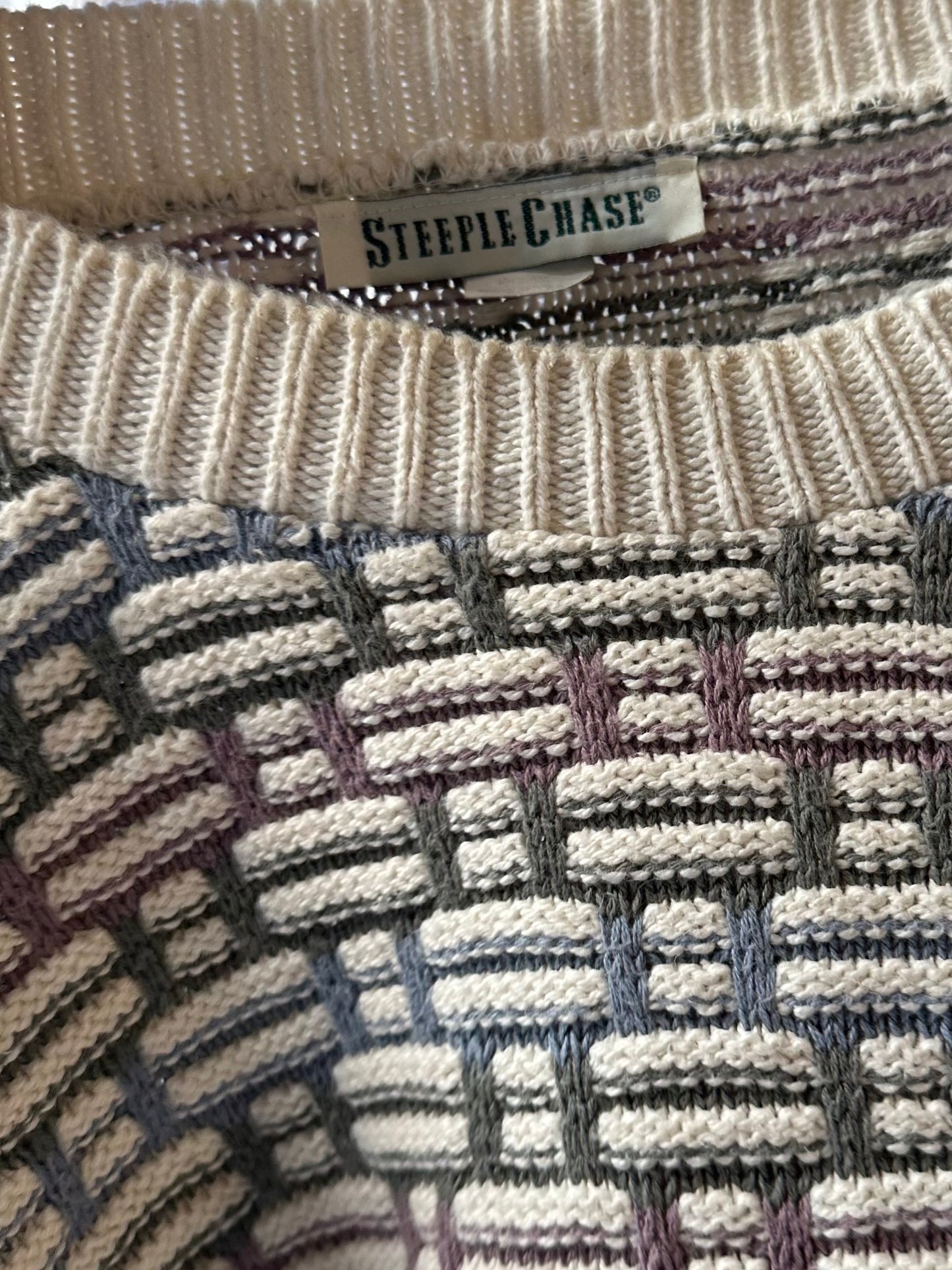 90s 'Steeple Chase' Cotton Pullover Sweater / Small