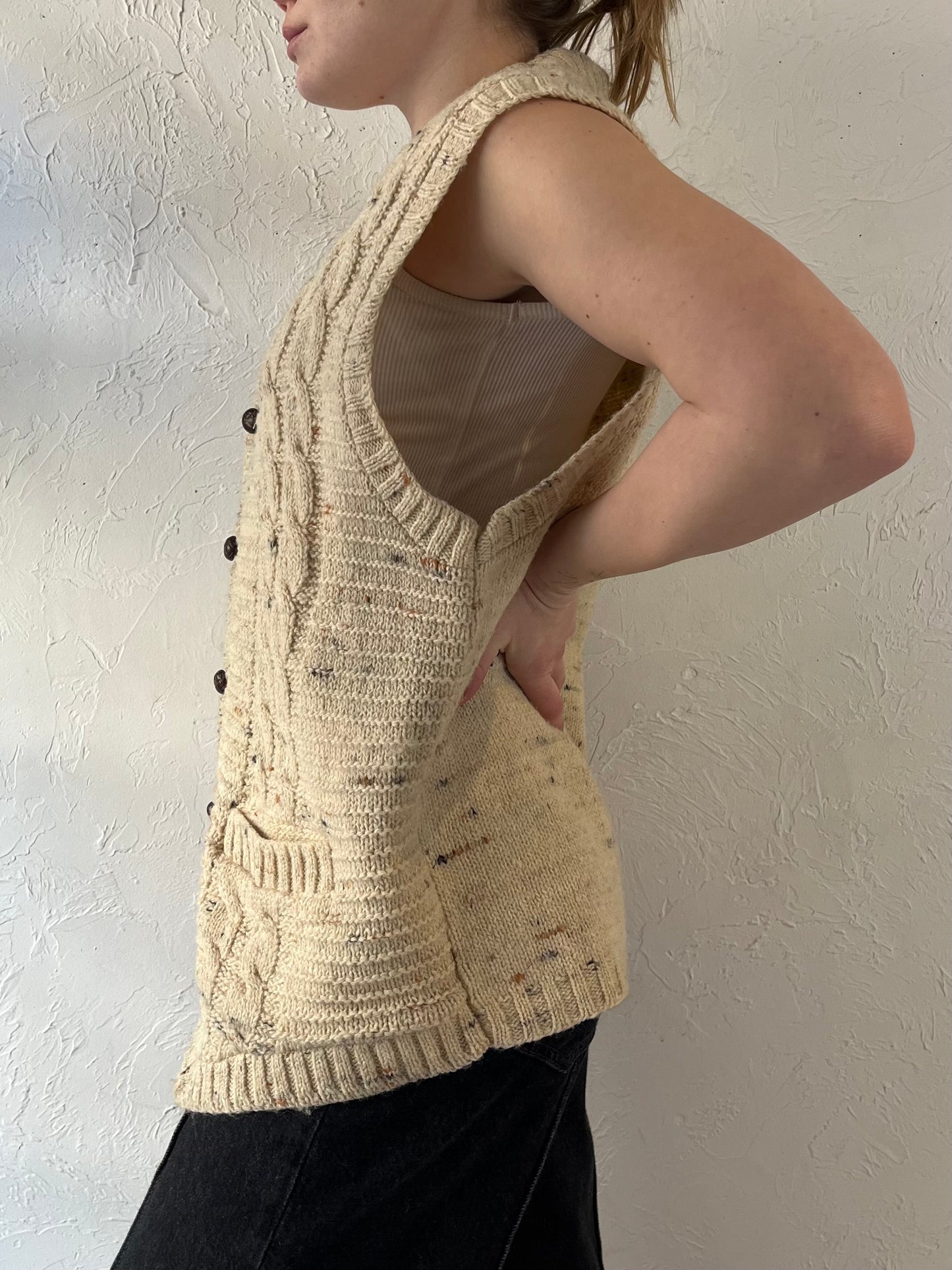 80s ‘JC Penny’ Beige Knit Union Made Vest / XL