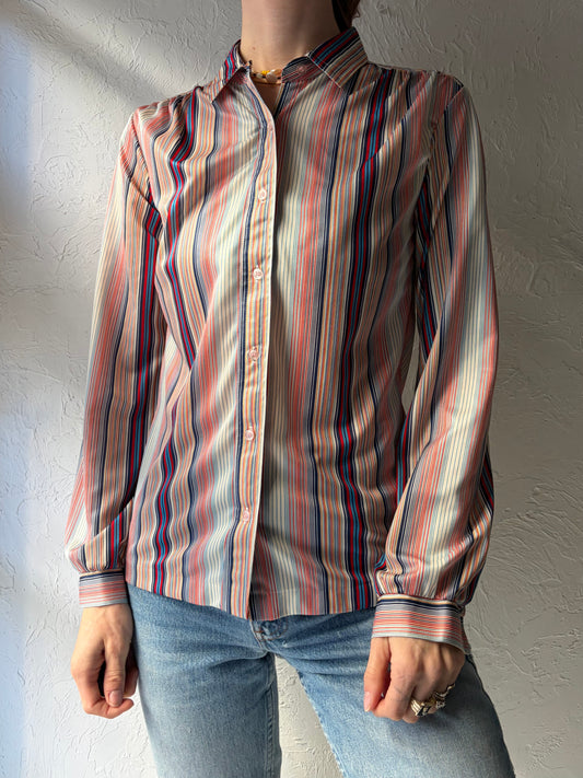 70s 'Collage' Stripped Button up Shirt / Small