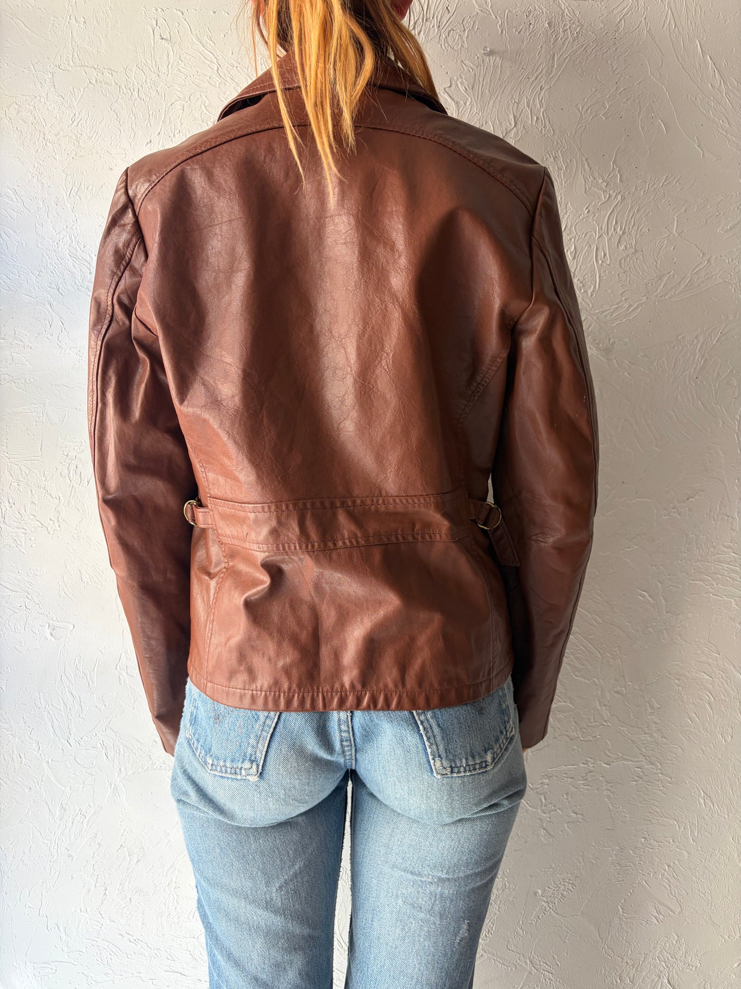 70s 'Sears' Brown Leather Jacket / Small