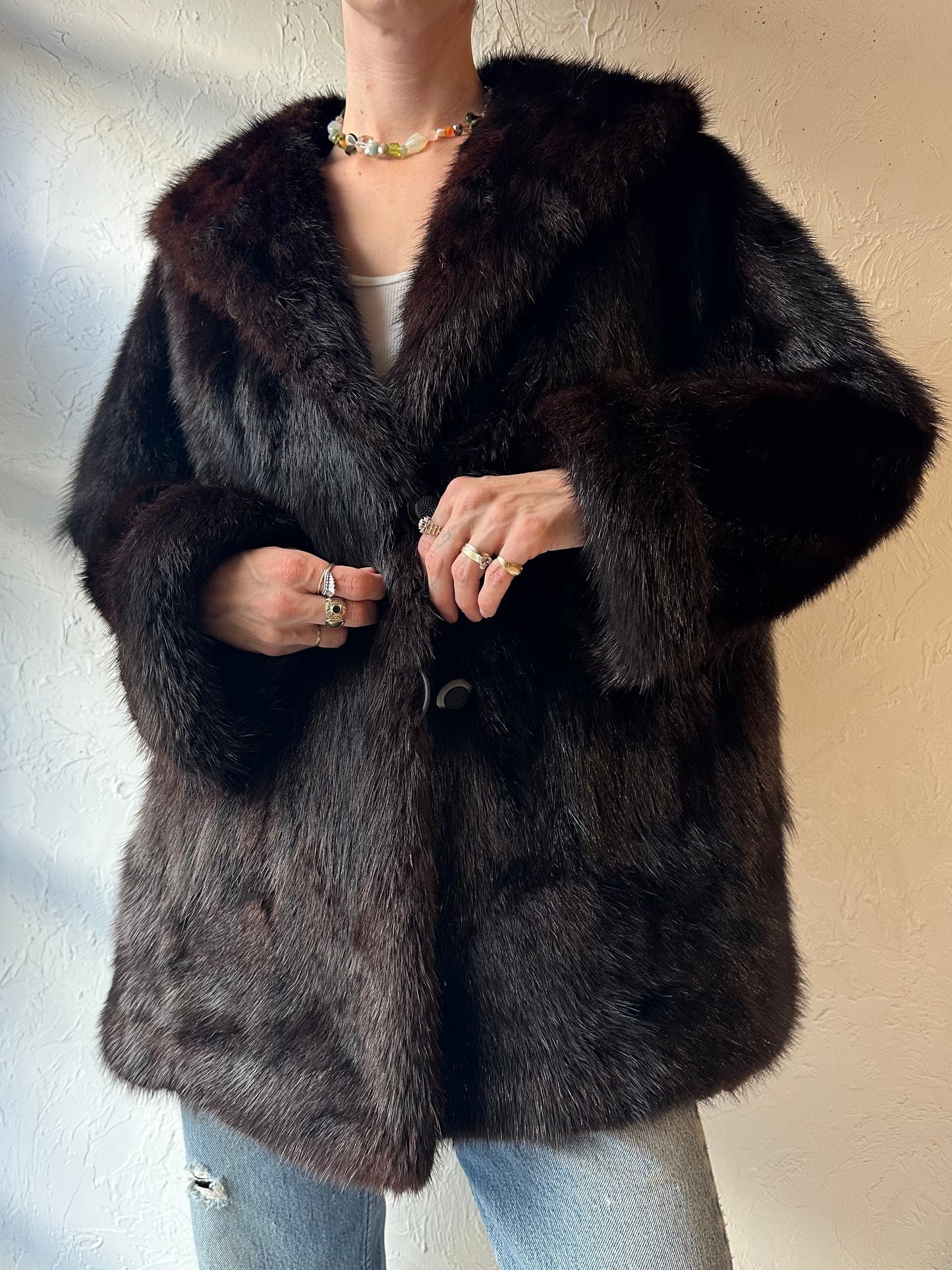 70s 'American Fur' Brown Authentic Fur Jacket / Medium