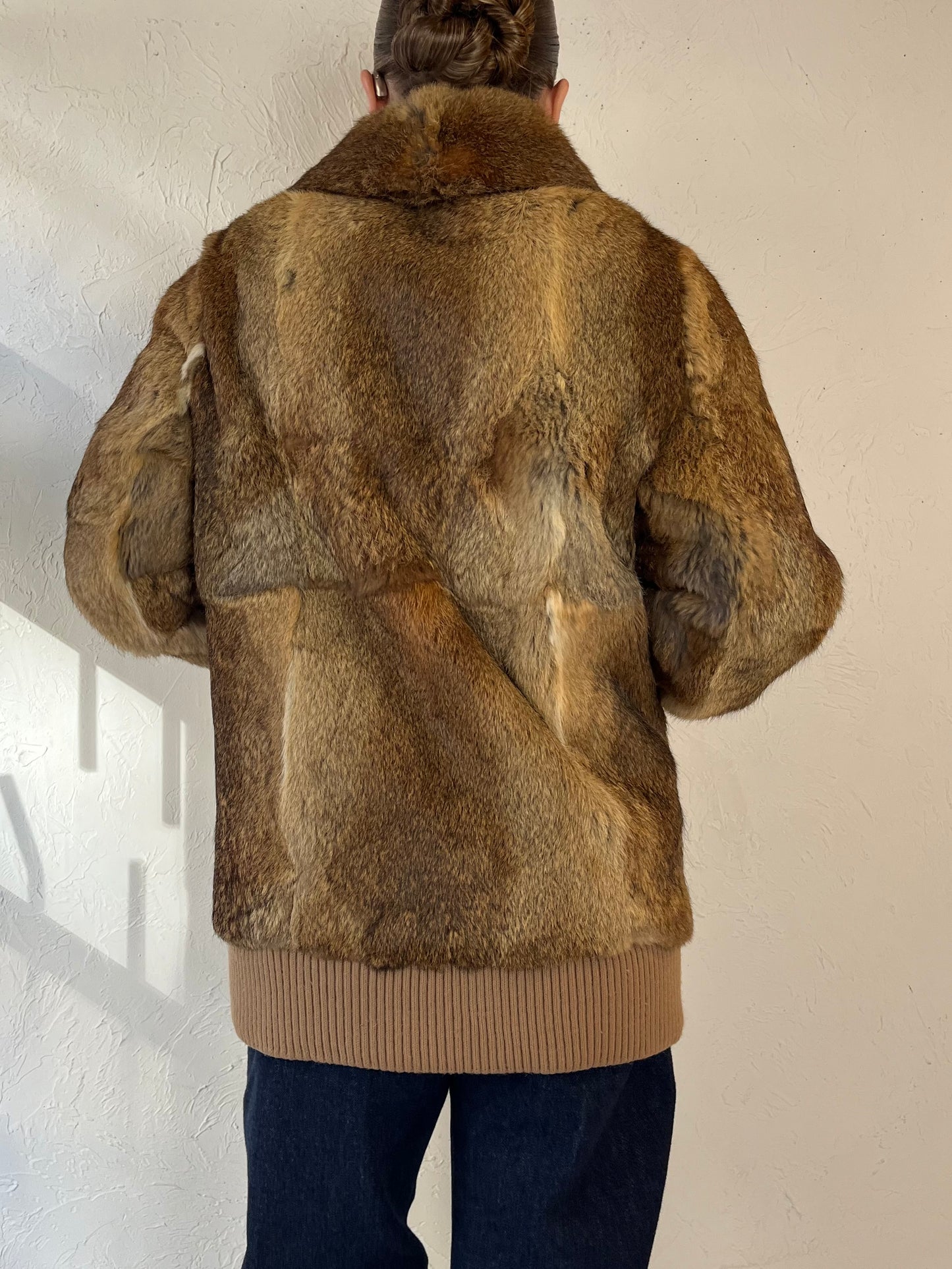 Vintage 90s ' City Fur' Brown Fur Bomber Style Jacket / Medium