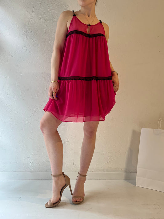 Y2k 'Betsy Johnson' Pink Nylon Night Dress / Large