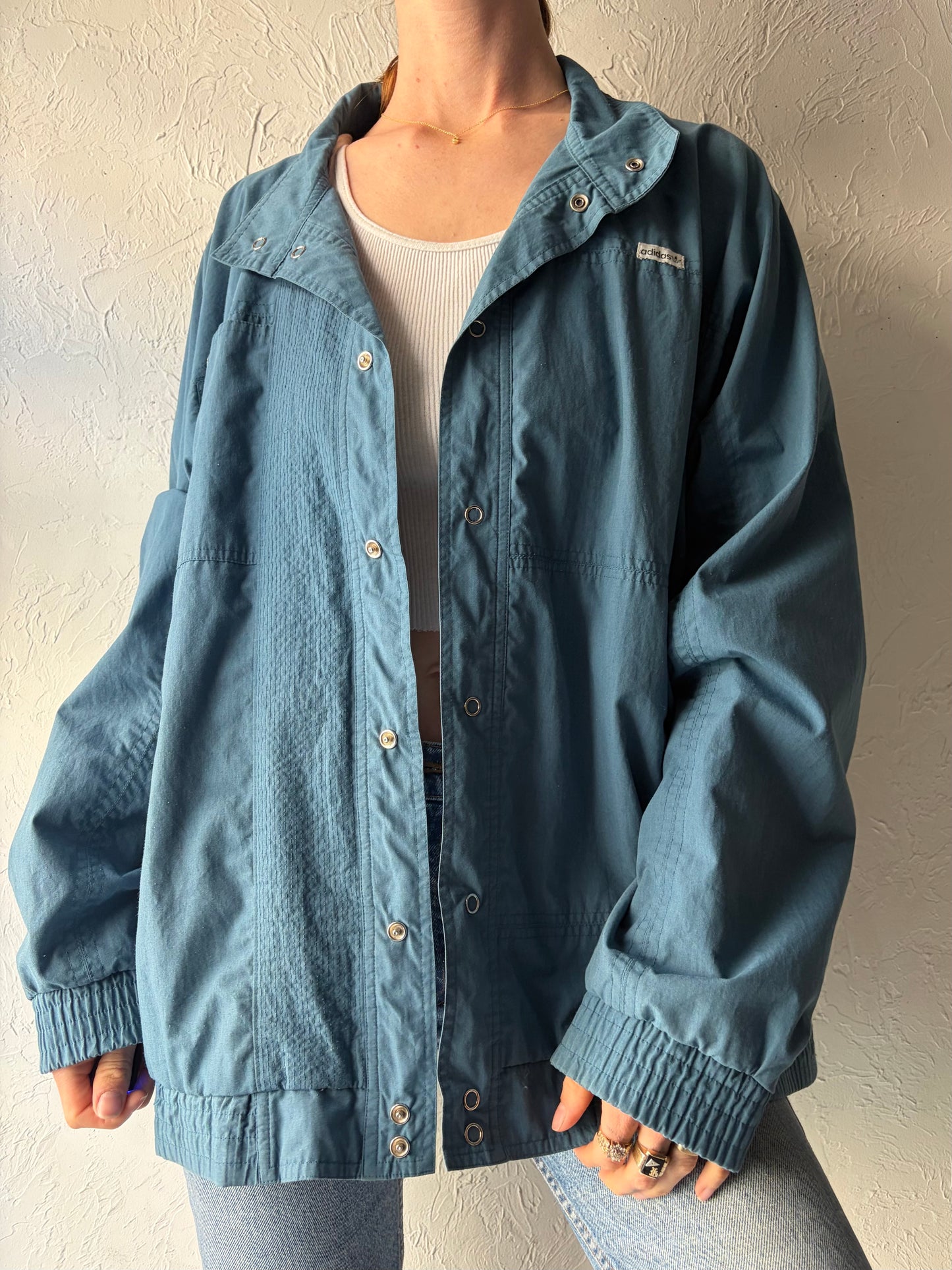 Vintage 'Adidas' Light Weight Blue Sport Jacket / Large