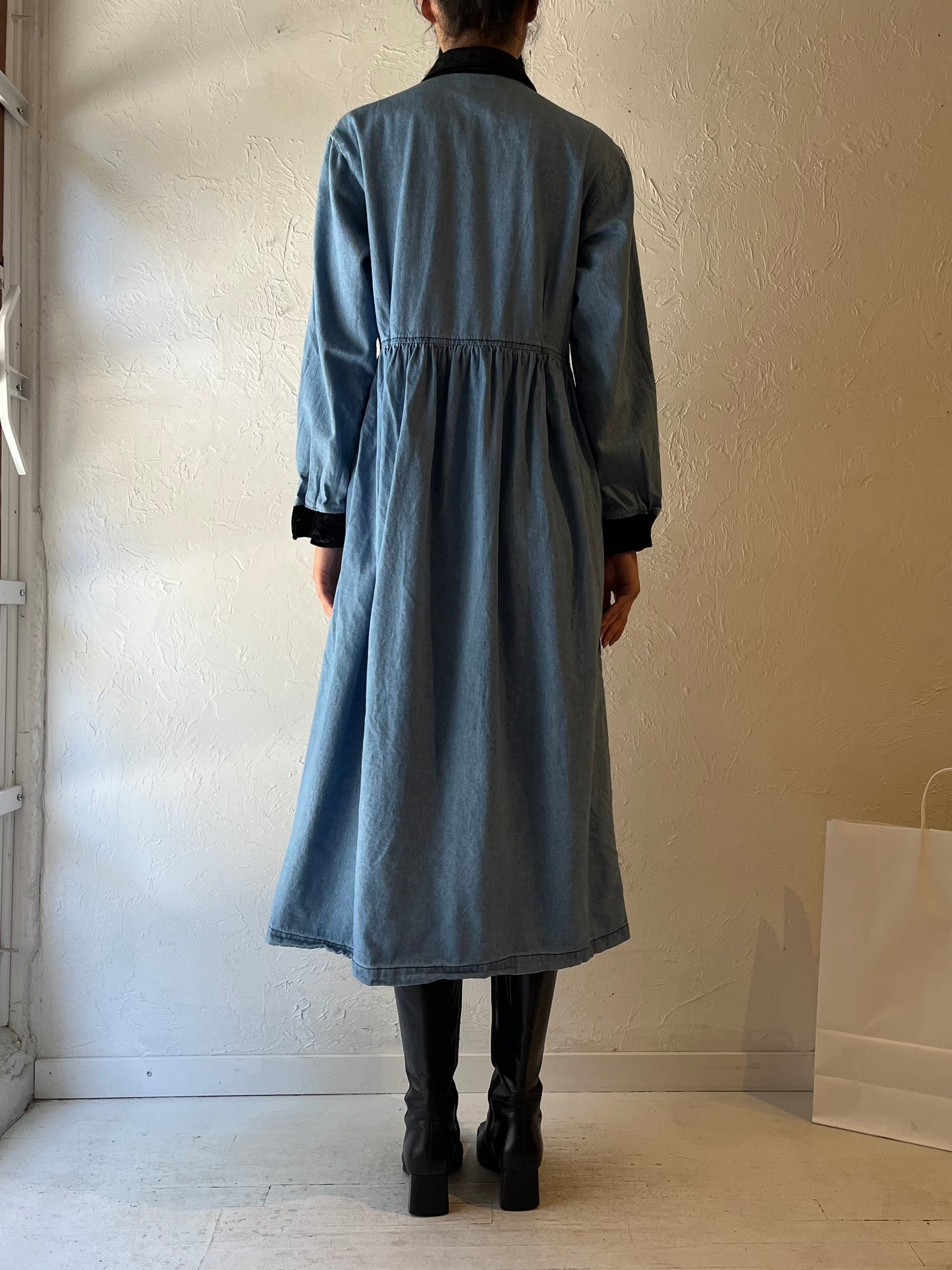 90s ‘Tickets’ Collared Denim Dress