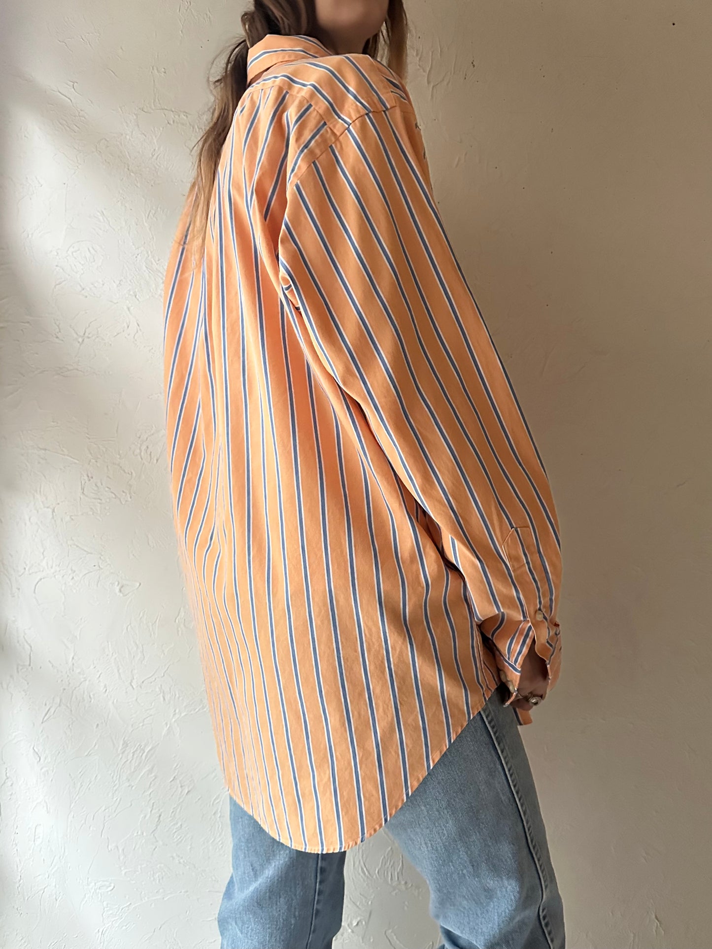 Y2k 'Ralph Lauren' Striped Button Up Shirt / Large