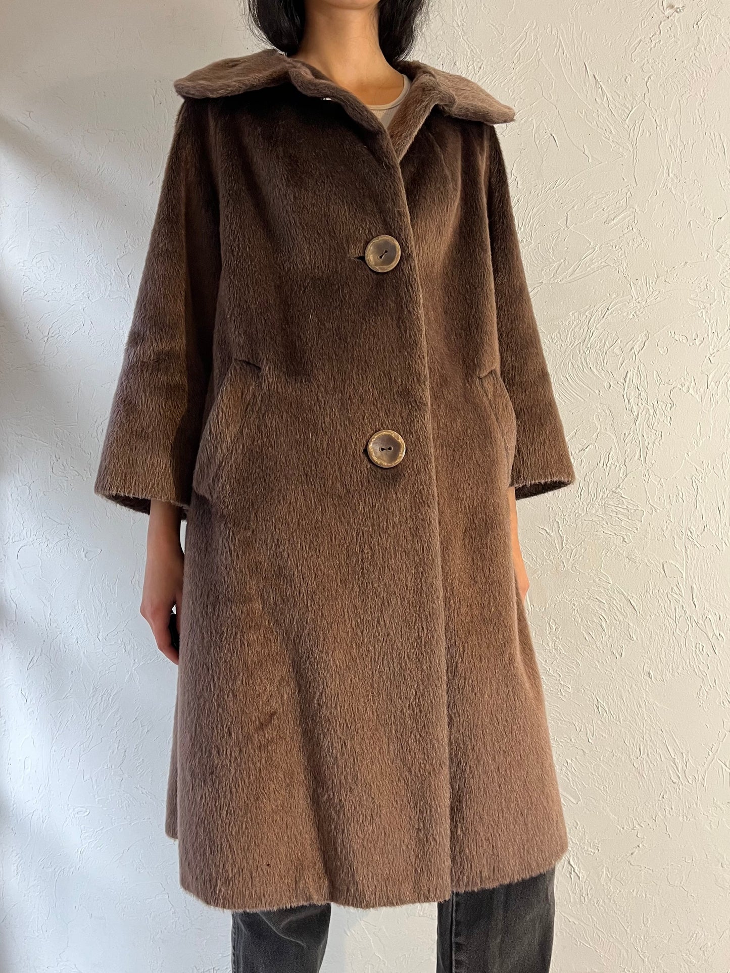 80s 'Brazotta' Brown Faux Fur Coat / Medium