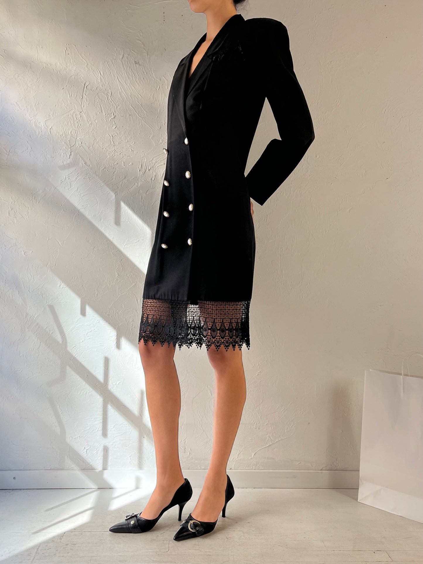 80s ‘Joseph Ribkoff’ Black Blazer Dress / Medium