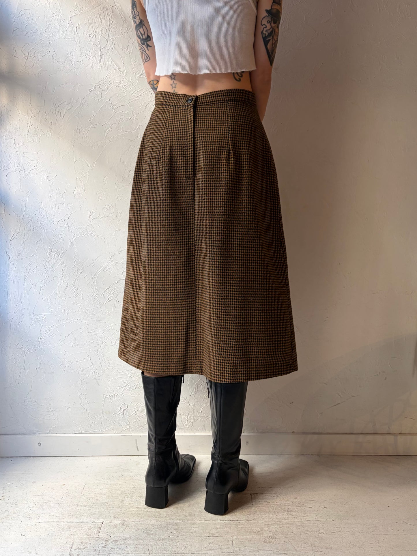 70s 'Sears' Herringbone Knit Midi Skirt / Union Made / Medium