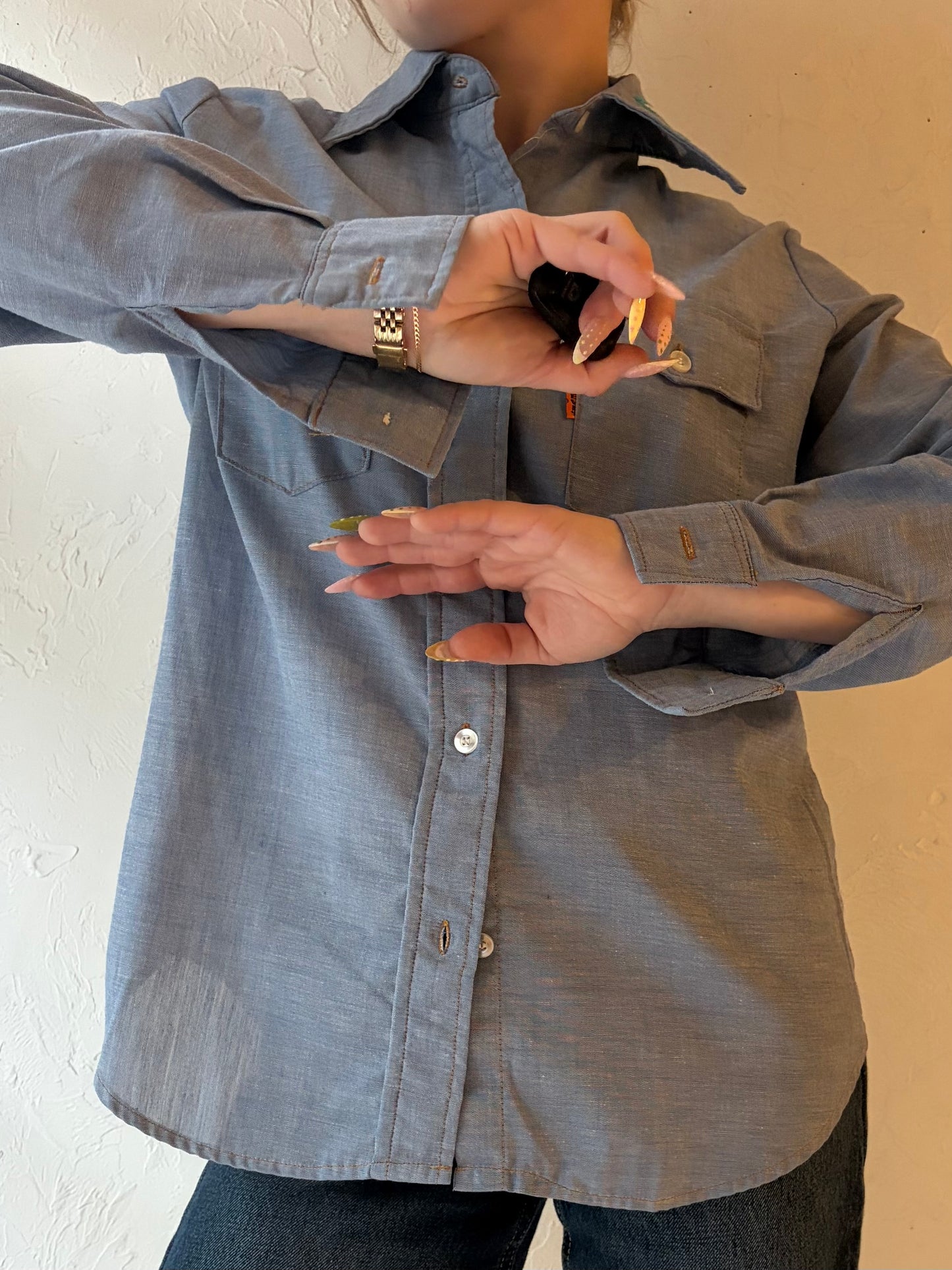 70s 'Levis' Embroidered Mushroom Shirt / Small