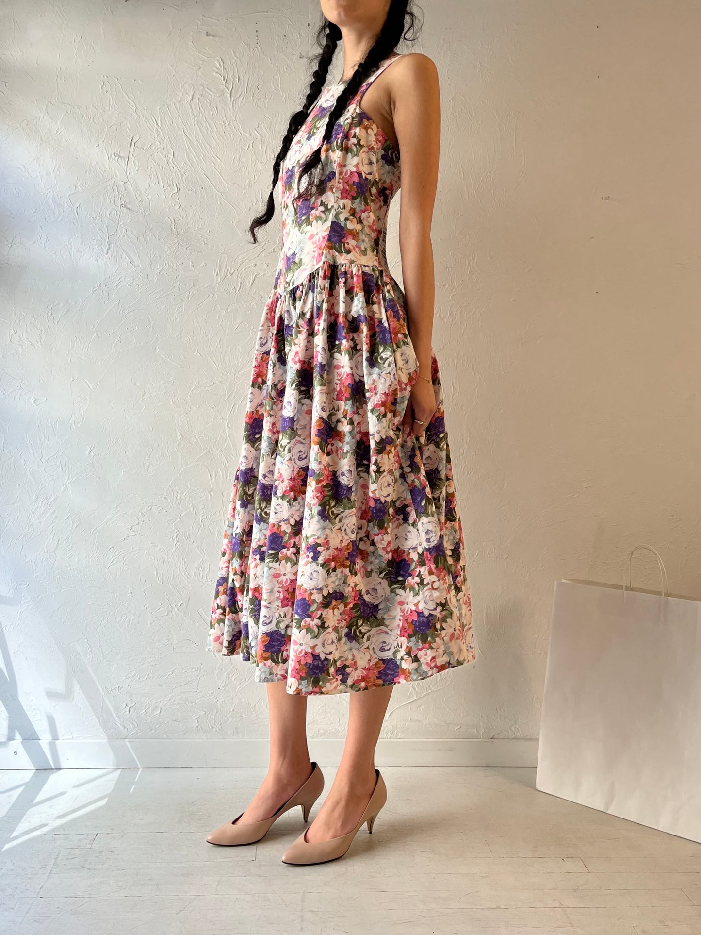 90s ‘Robbie Bee’ Floral Print Dress Small
