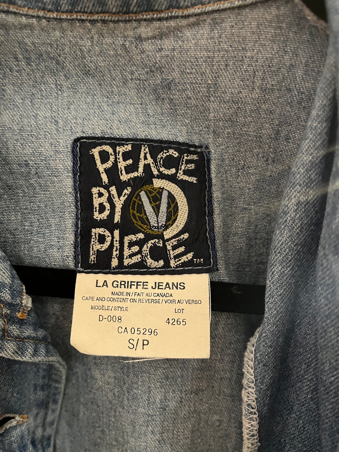 90s ‘Peace by Piece’ Button Up Denim Dress / Small