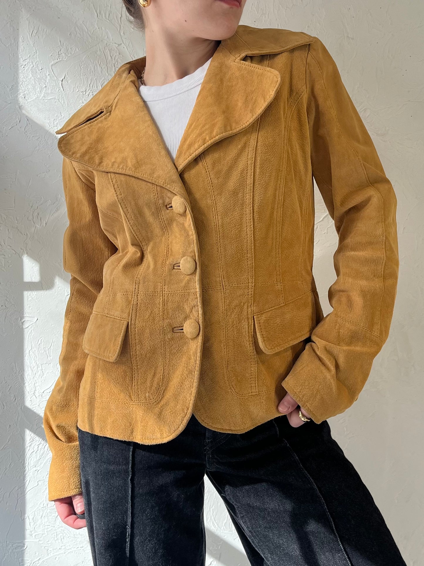 Y2k Tan Suede Jacket / Small