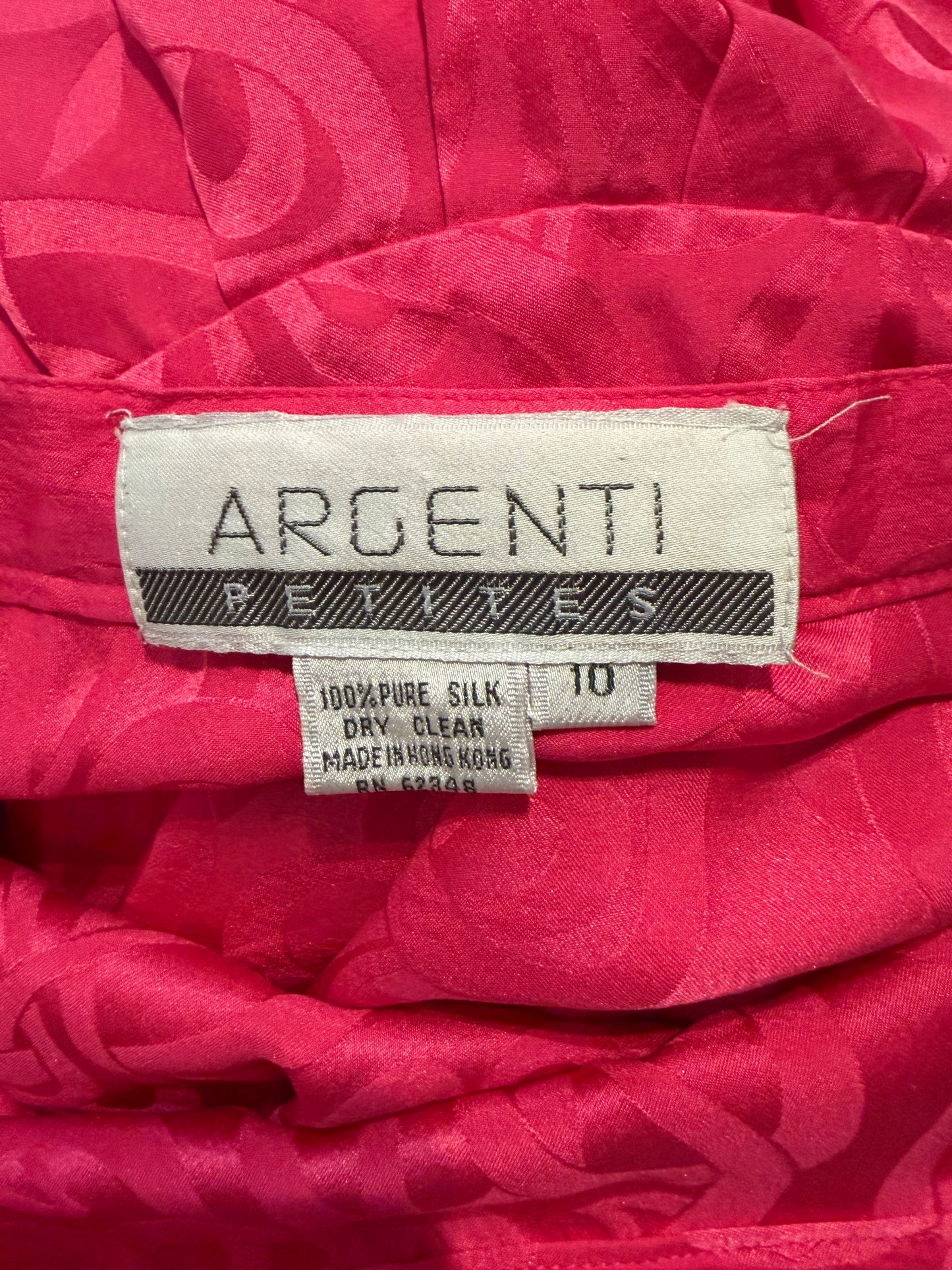 80s 'Argenti' Pink Silk Midi Skirt / Small