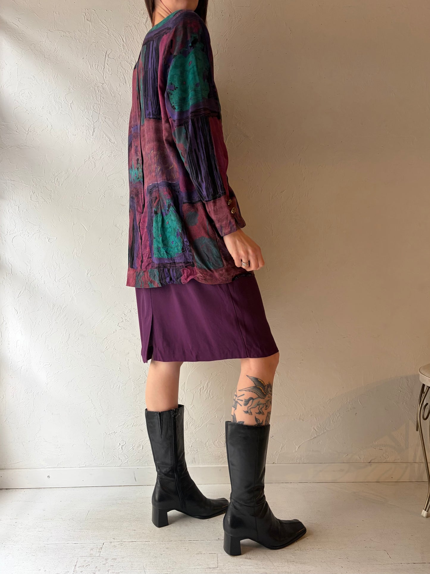 80s 'Algo' Purple Midi Dress / XL