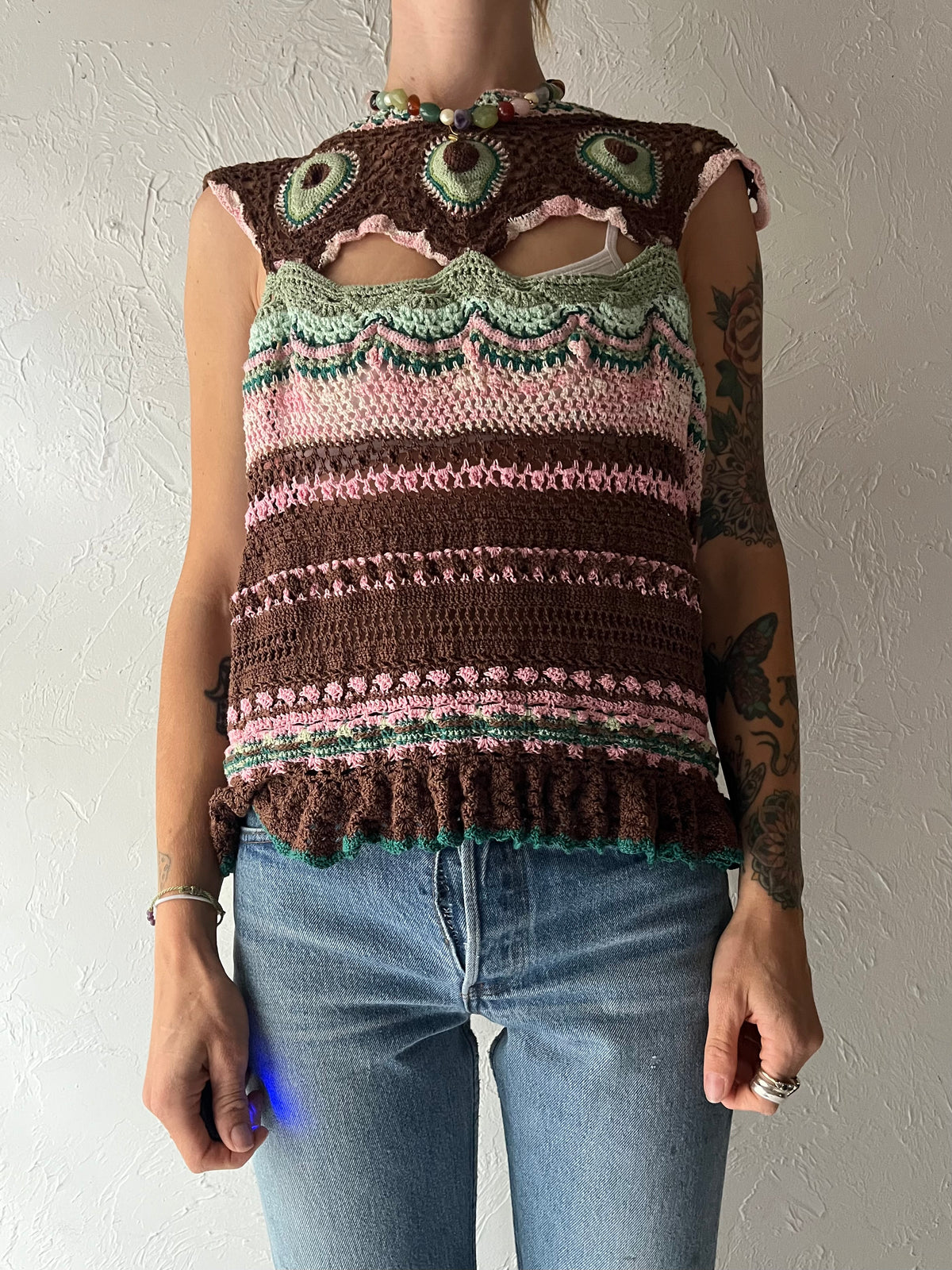 Vintage Handmade Cotton Crochet Top / Small - Medium