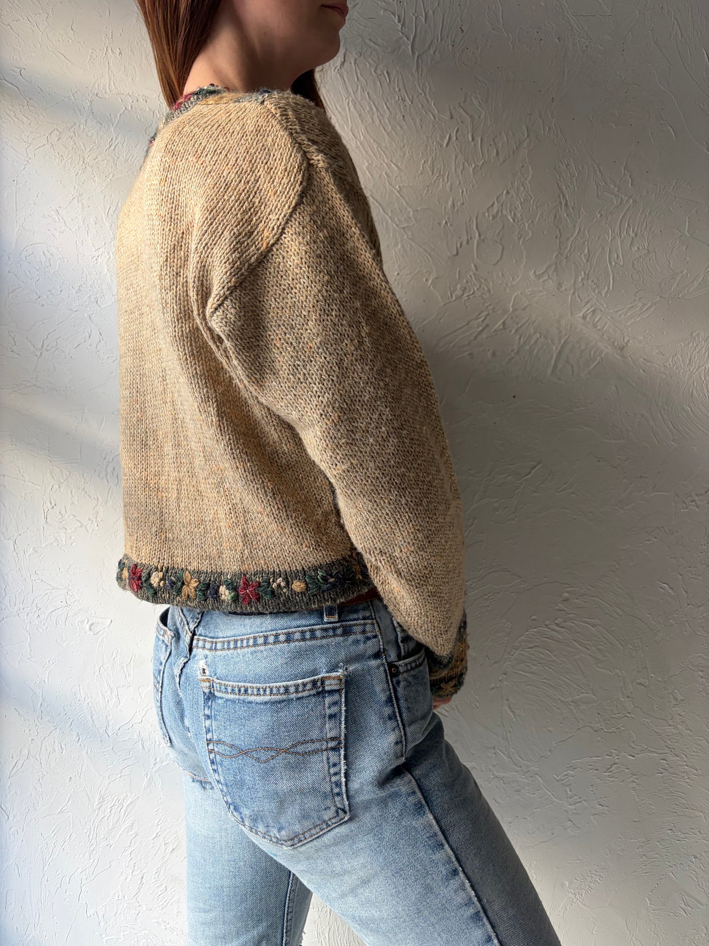 Vintage ‘My’ Cropped Floral Sweater / Medium