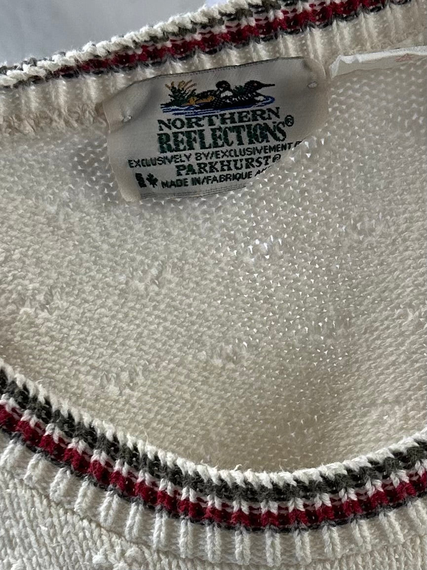 90s ‘Northern Reflections’ White Crew Neck Sweater / small