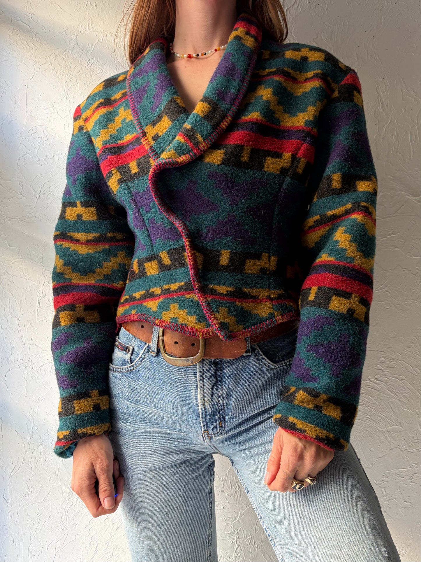 Vintage 'Circle T' Cropped Knit Western Jacket / Small