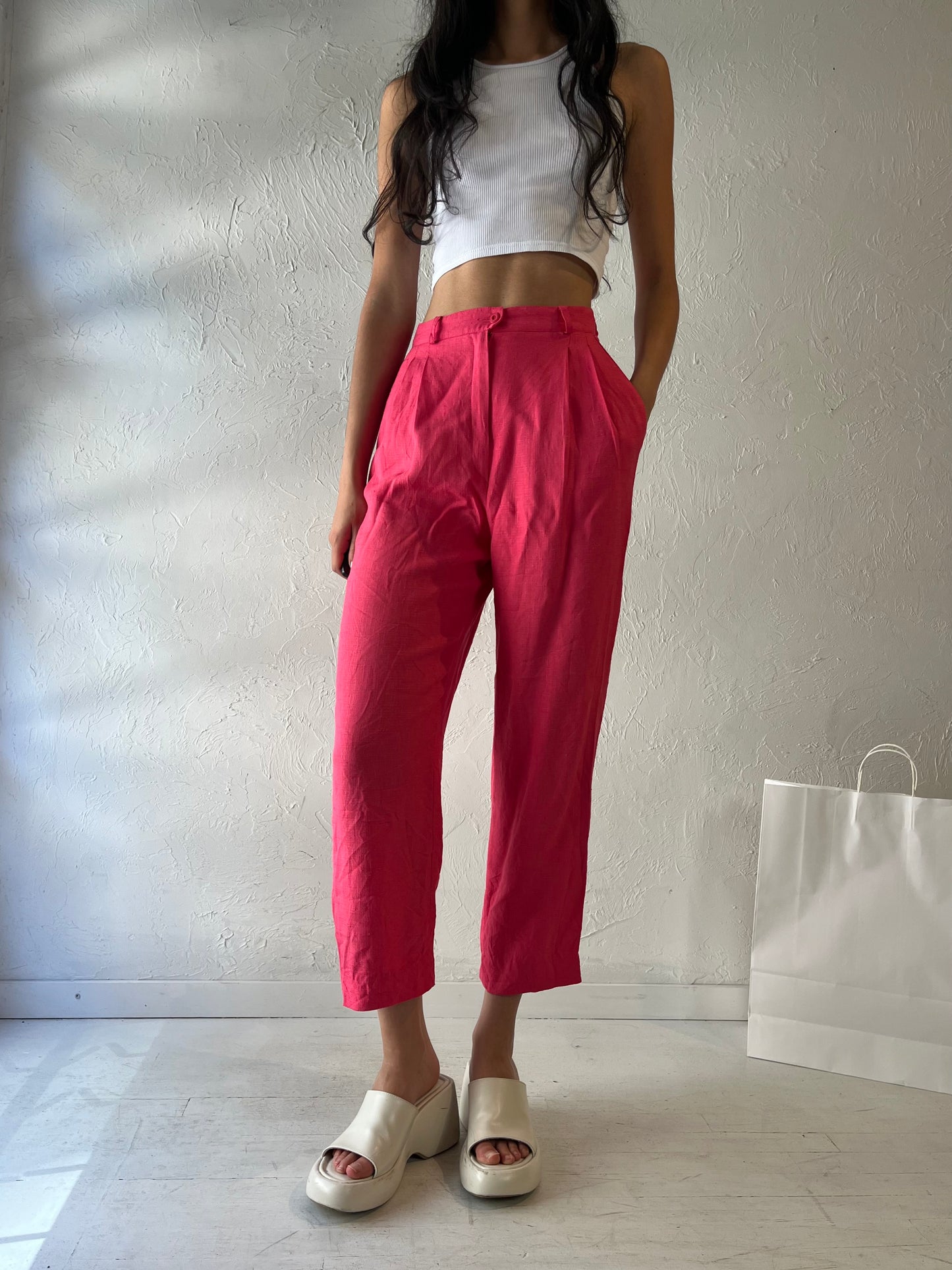 90s 'Florence Leurs' Barbie Pink Trousers / Small