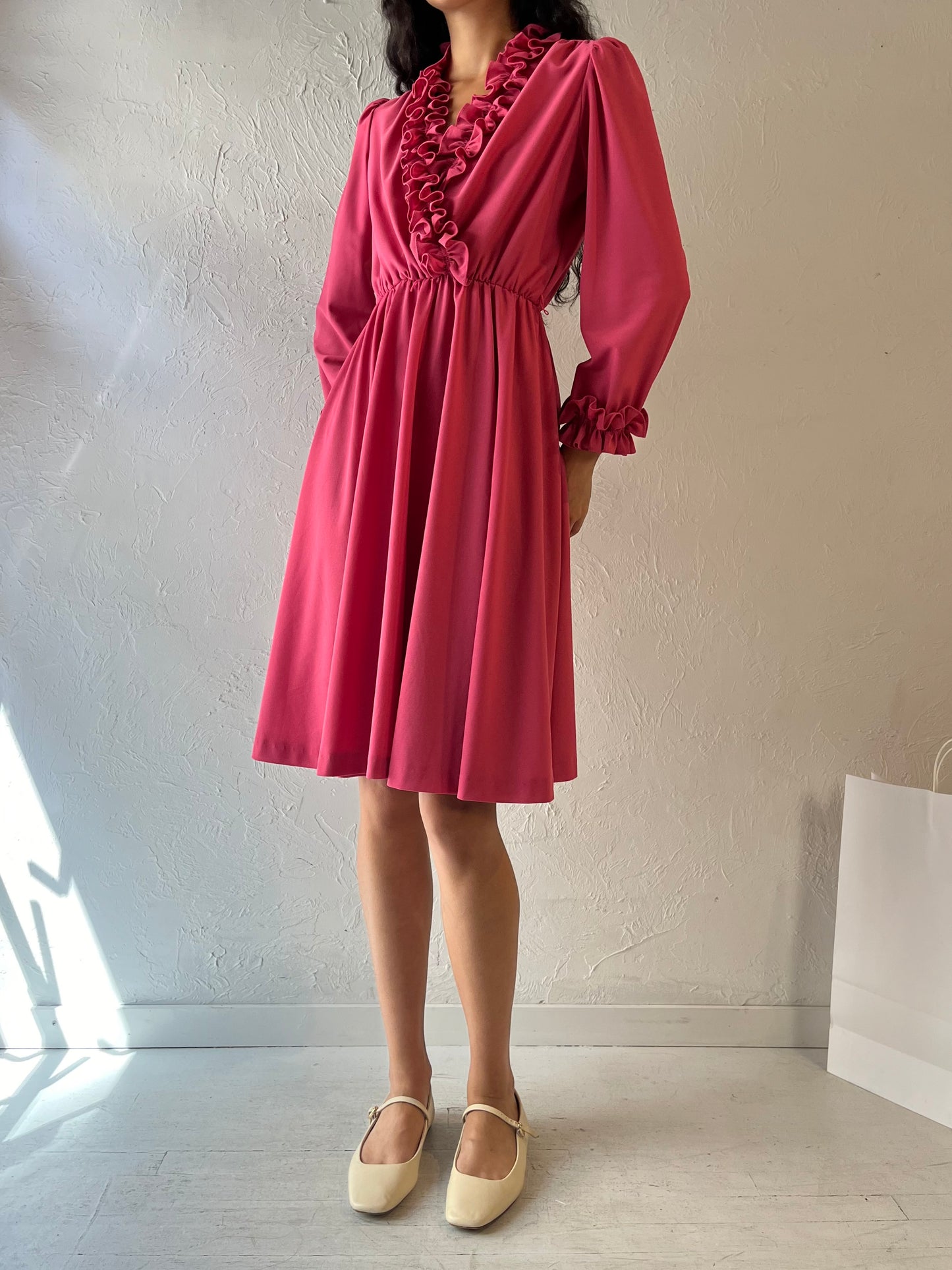 70s 'Lady Carol' Pink Midi Dress / Small