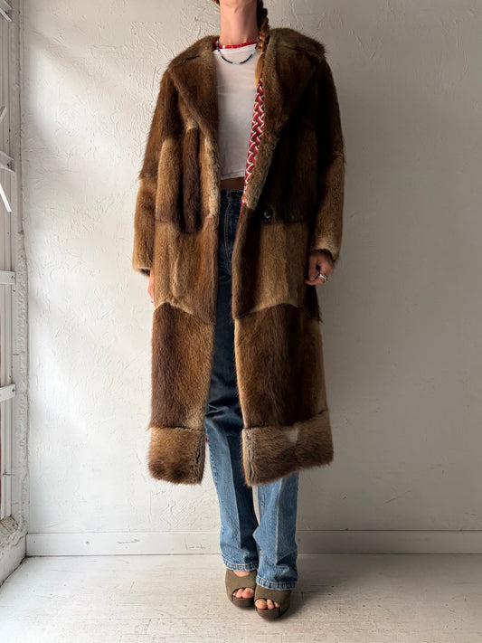 Vintage Authentic Fur Patchwork Coat / Medium