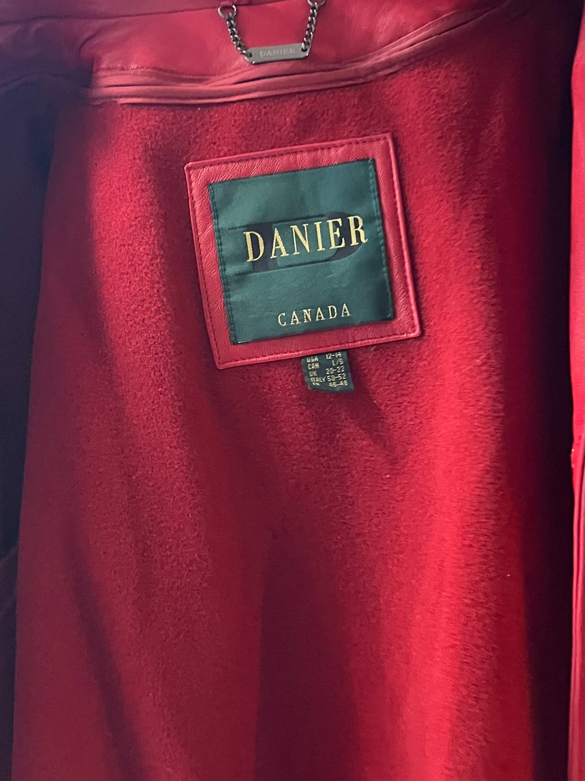 Y2k 'Danier' Red Leather Minimalist Retro Grunge Statement Jacket / Large