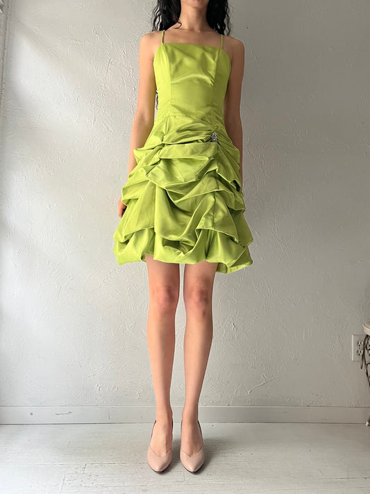 Y2k 'Star Box' Lime Green Bubble Mini Formal Dress / XS