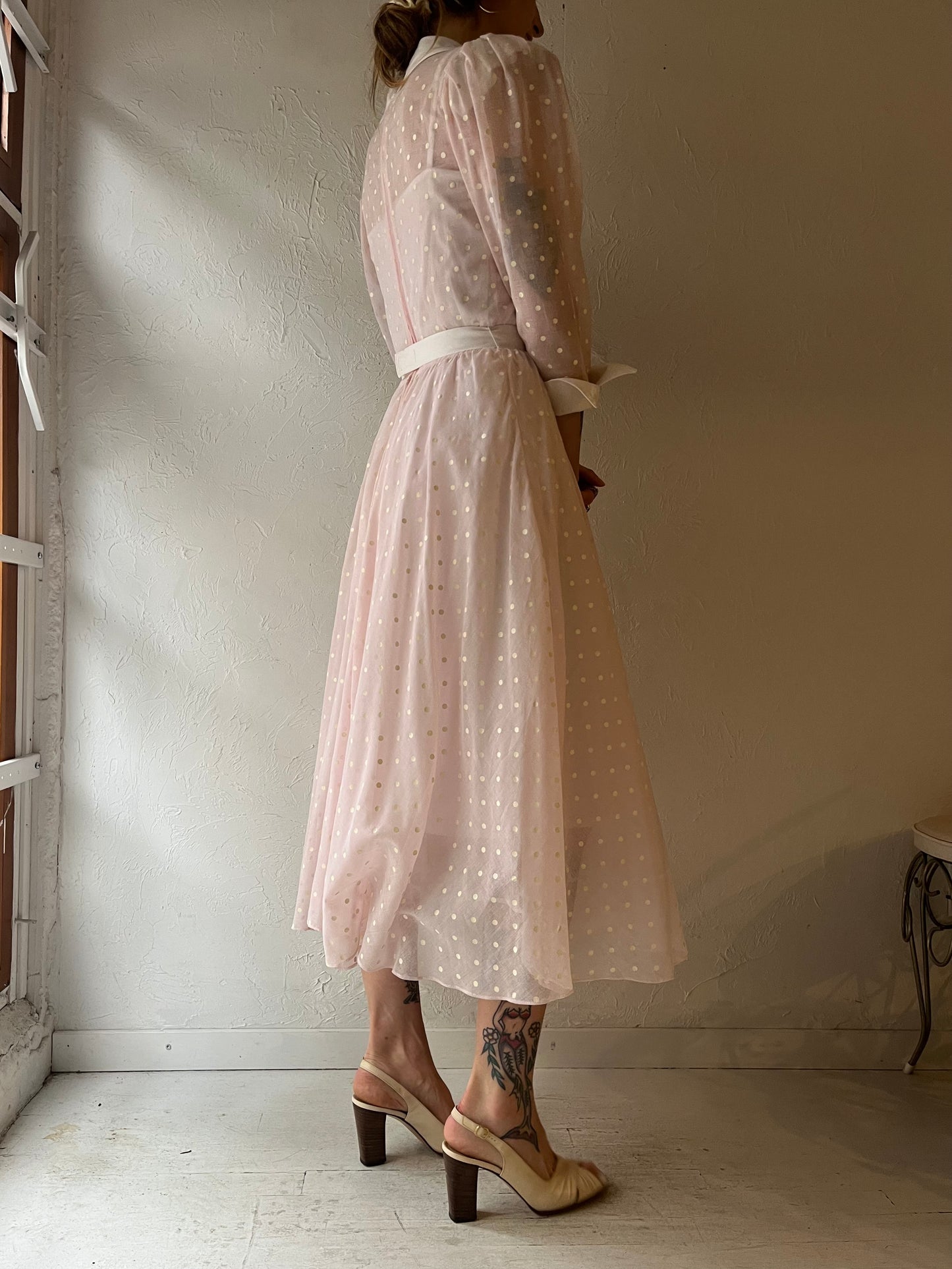 70s 'Junior Scene' Polka Dot Dress / Small