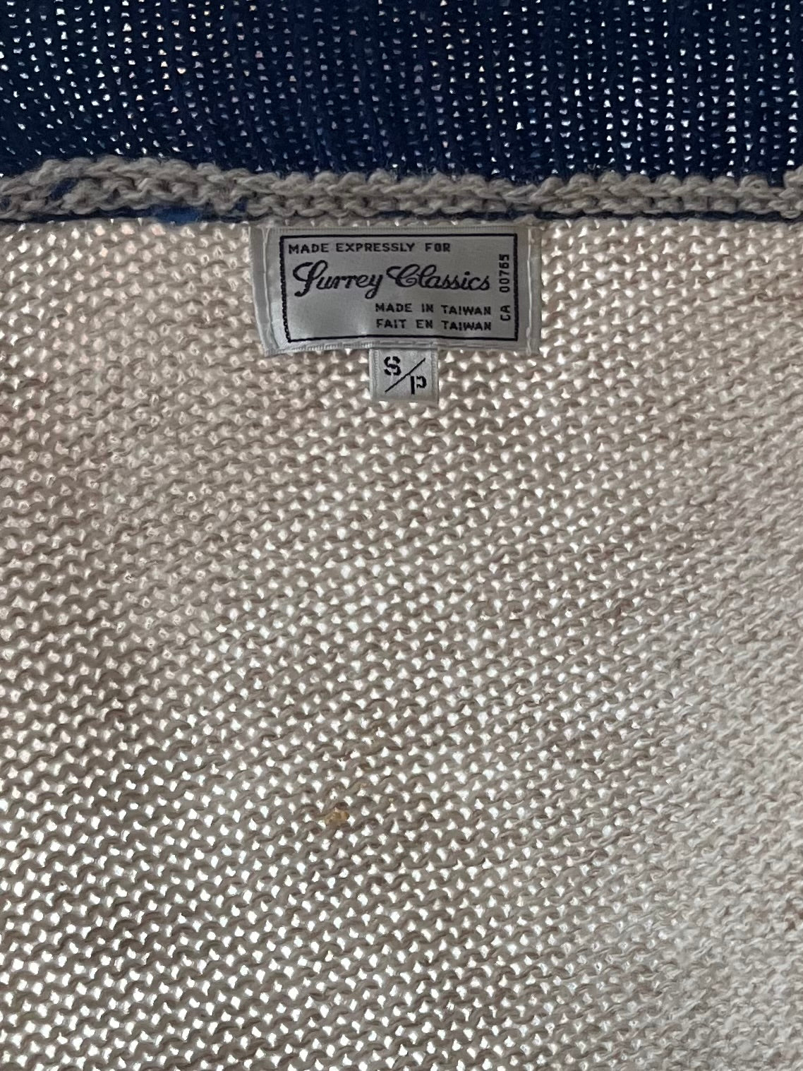 80s ‘Surrey Classics’ Blue & Grey Geometric Cottagecore Grandpacore Cardigan Sweater / Small