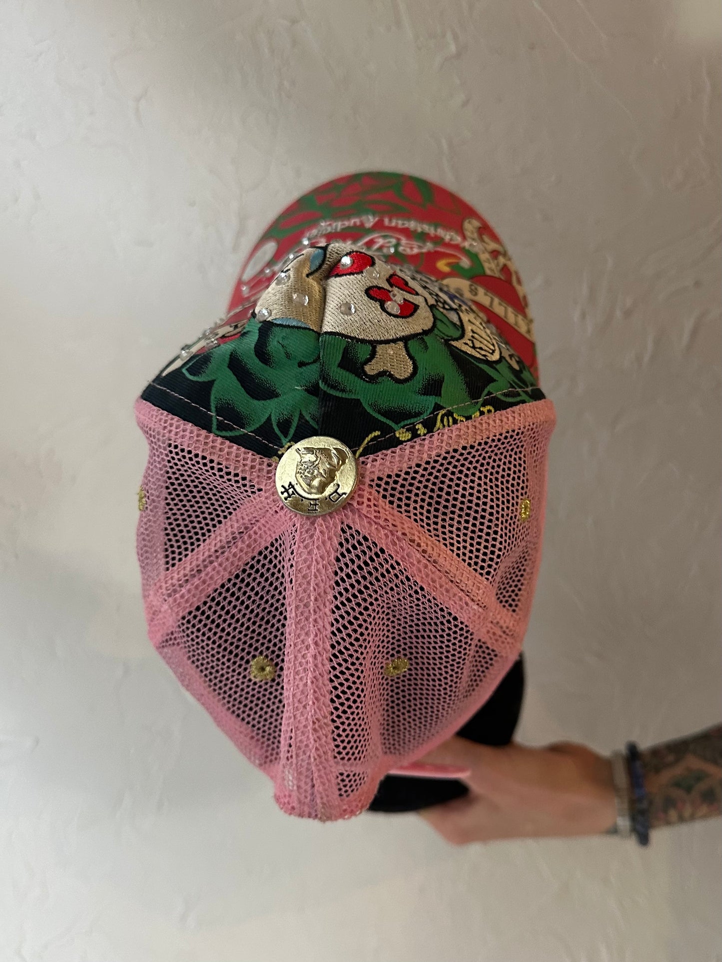 Y2K ‘Ed Hardy Christian Audigier’ Pink Trucker Hat