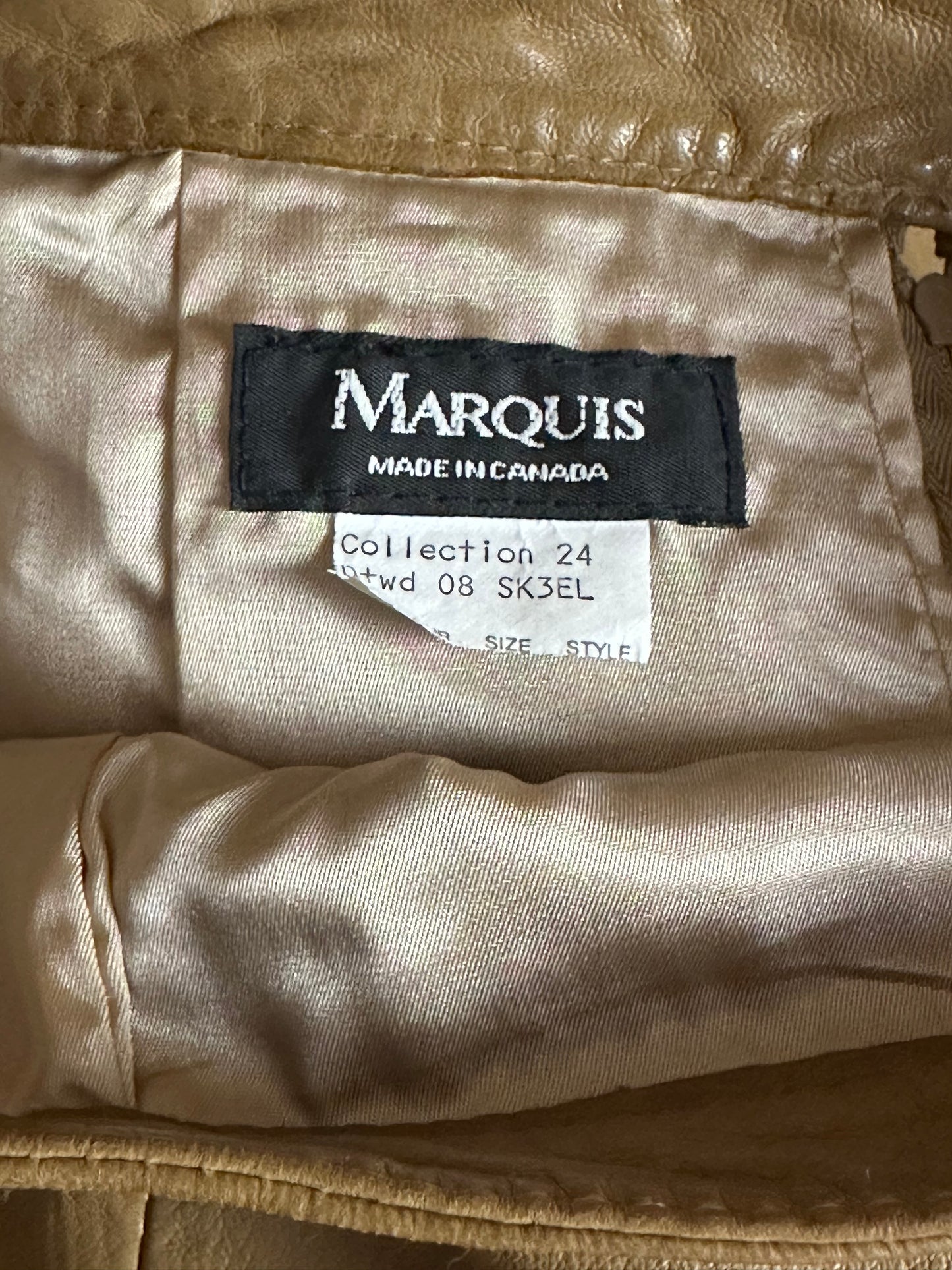 90s 'Marquis' Brown Leather Mini Skirt / Small