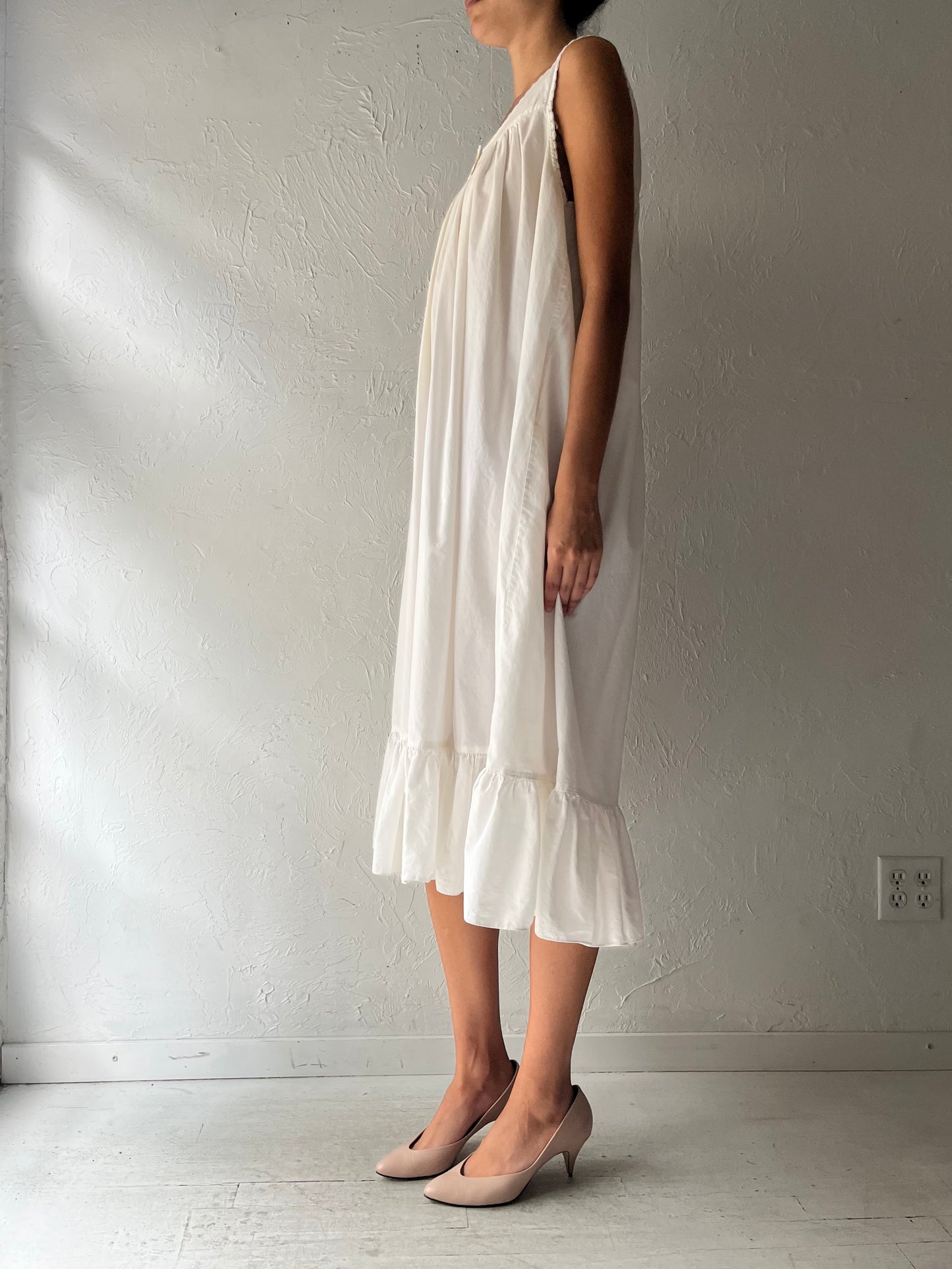 Vintage 'Victorias Secret' Gold Label White Cotton Dress / Medium