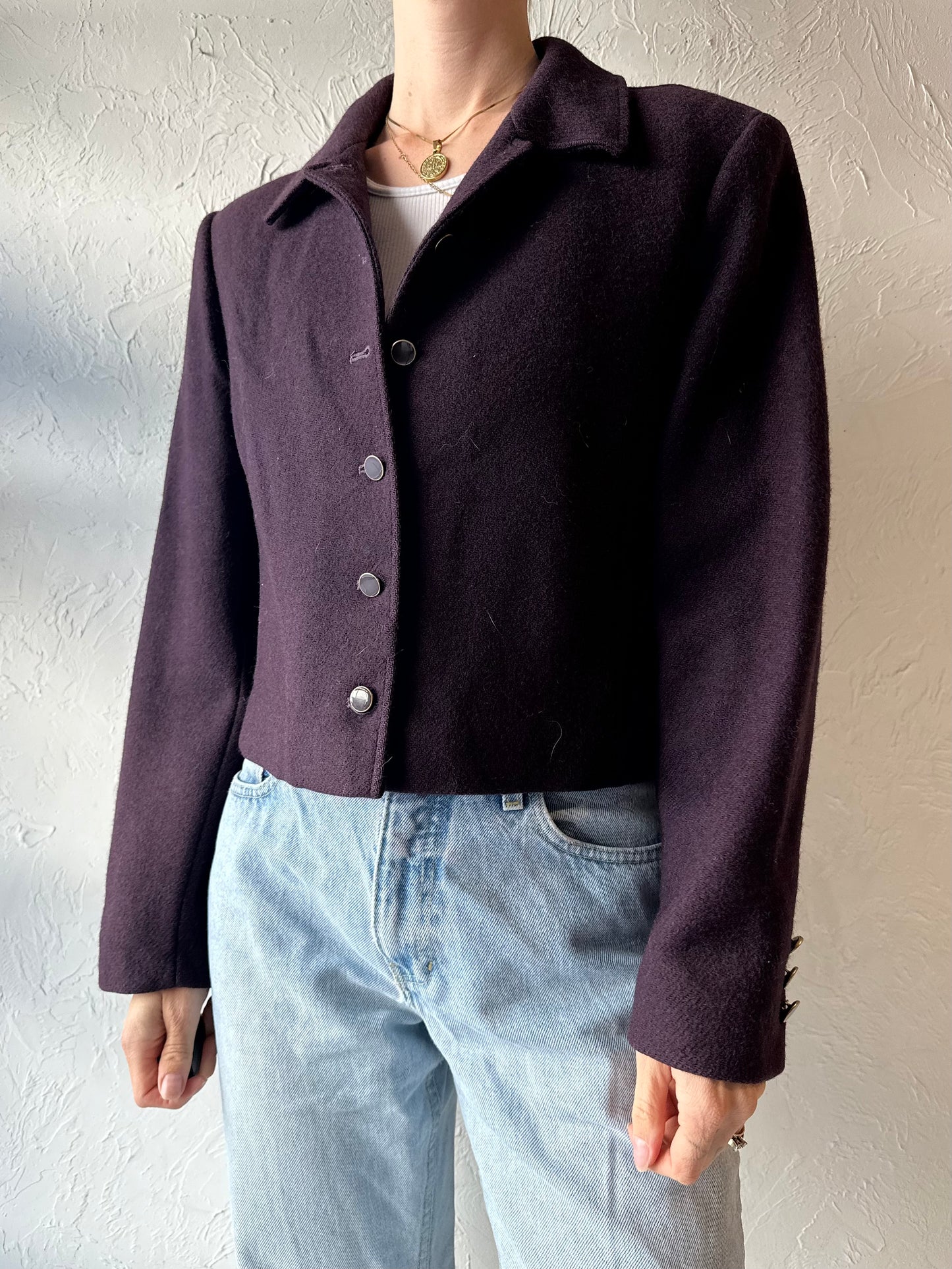 Vintage 'Pendleton' Purple Cropped Wool Jacket / Small