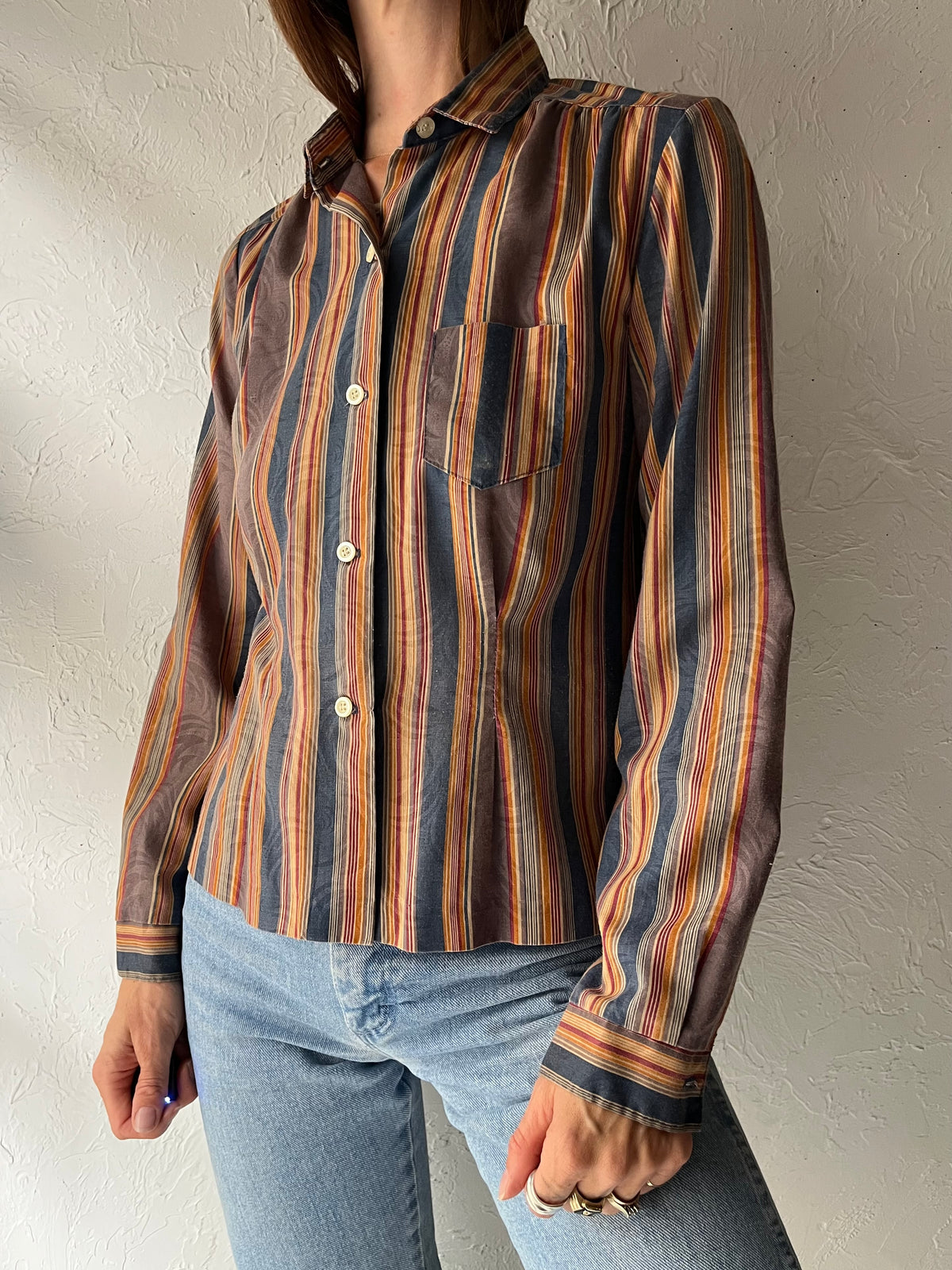 70s 'Gap' Striped Retro Button Up Shirt / Small