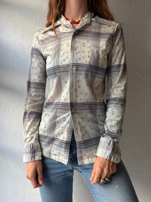 70s Retro Patterned Shirt / Small