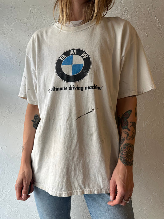 90s ‘BMW’ Thrashed White Tshirt / Large