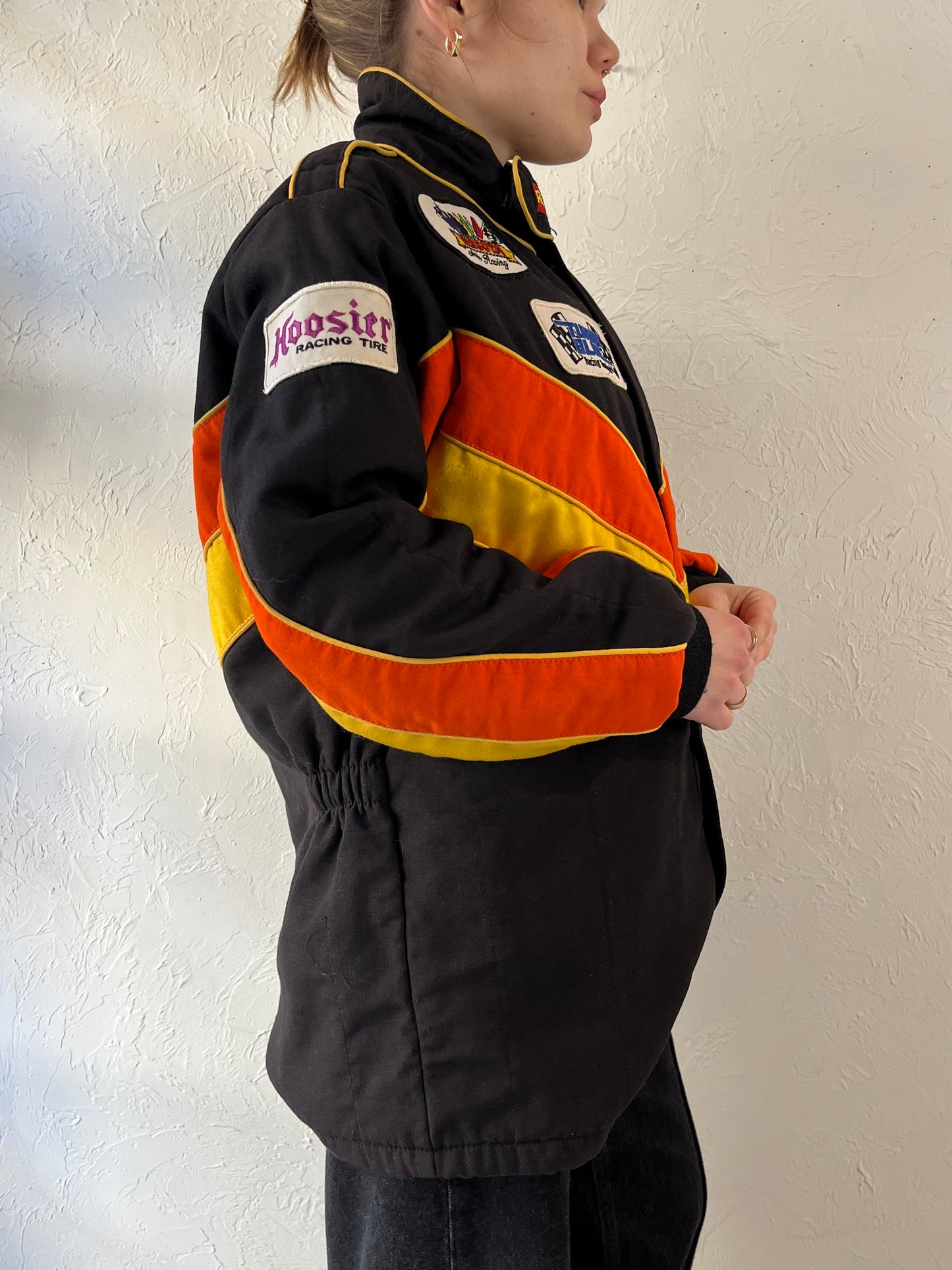 Vintage Retro Black Racing Jacket / Medium