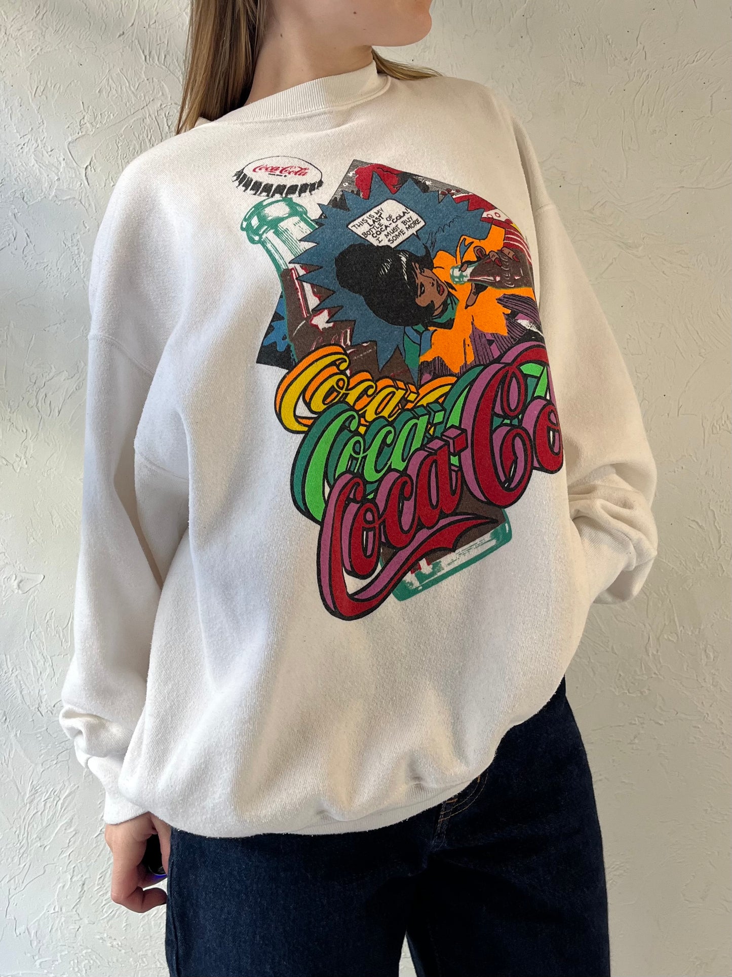 90s ‘Coca Cola’ Crew Neck Sweatshirt / Made in USA / XL