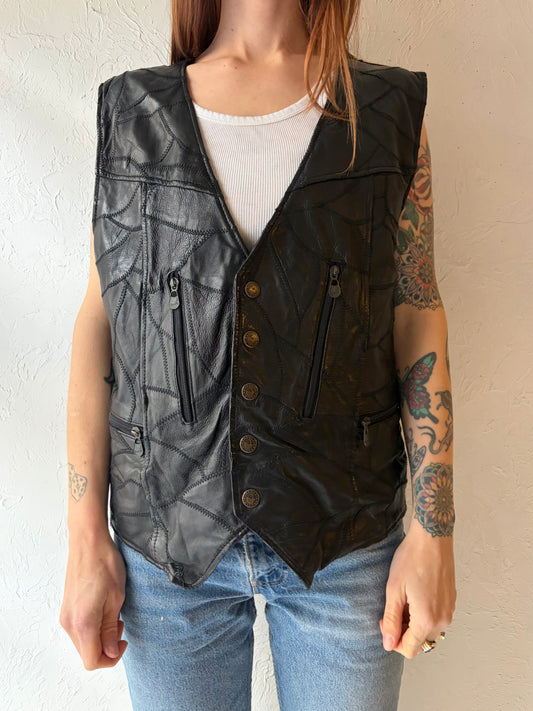 90s 'Nondica' Black Leather Vest / Medium