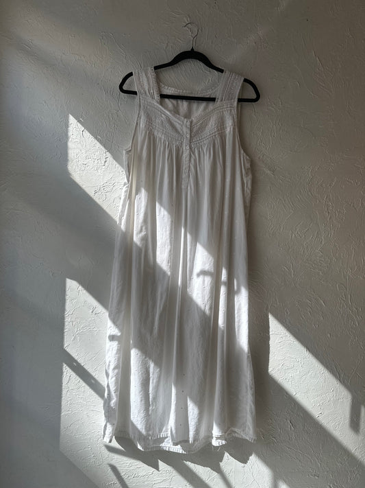 White Cotton Maxi Dress / Large