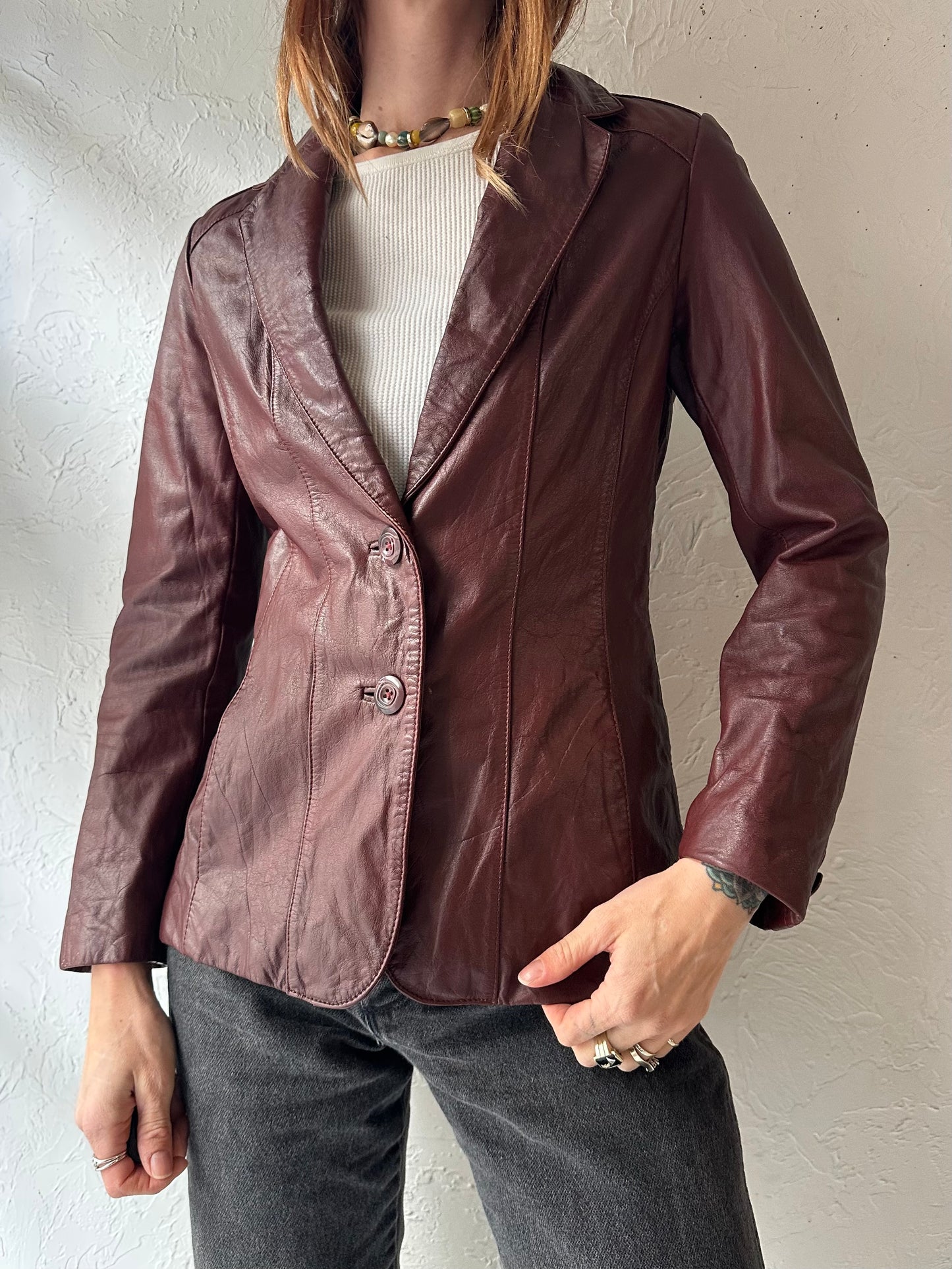 80s ‘Wilson’s’ Burgundy Leather Jacket / Small
