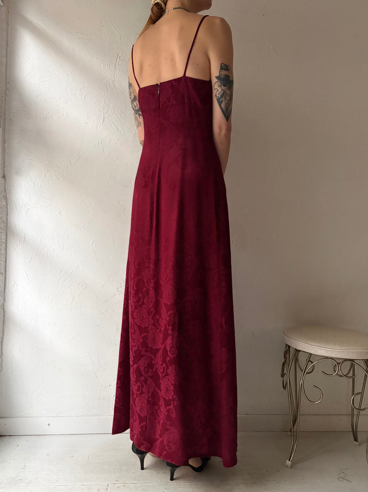 80s 'Up Beat' Burgundy Dress / Union Made / Small